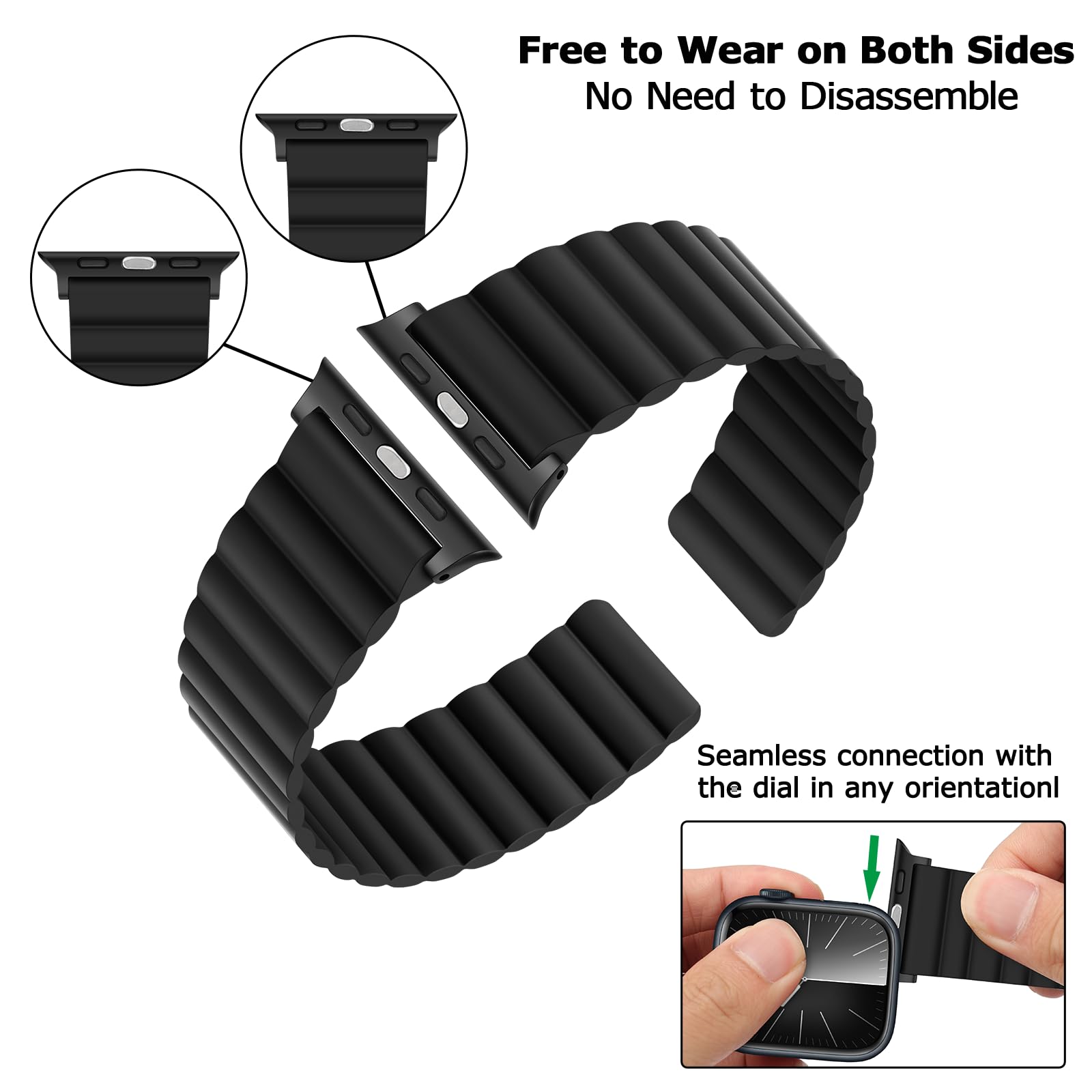 Tasikar Silicone Magnetic Bands Compatible With Apple Watch Band 42Mm(Series 10) 41Mm 40Mm 38Mm Adjustable Strap With Strong Mag