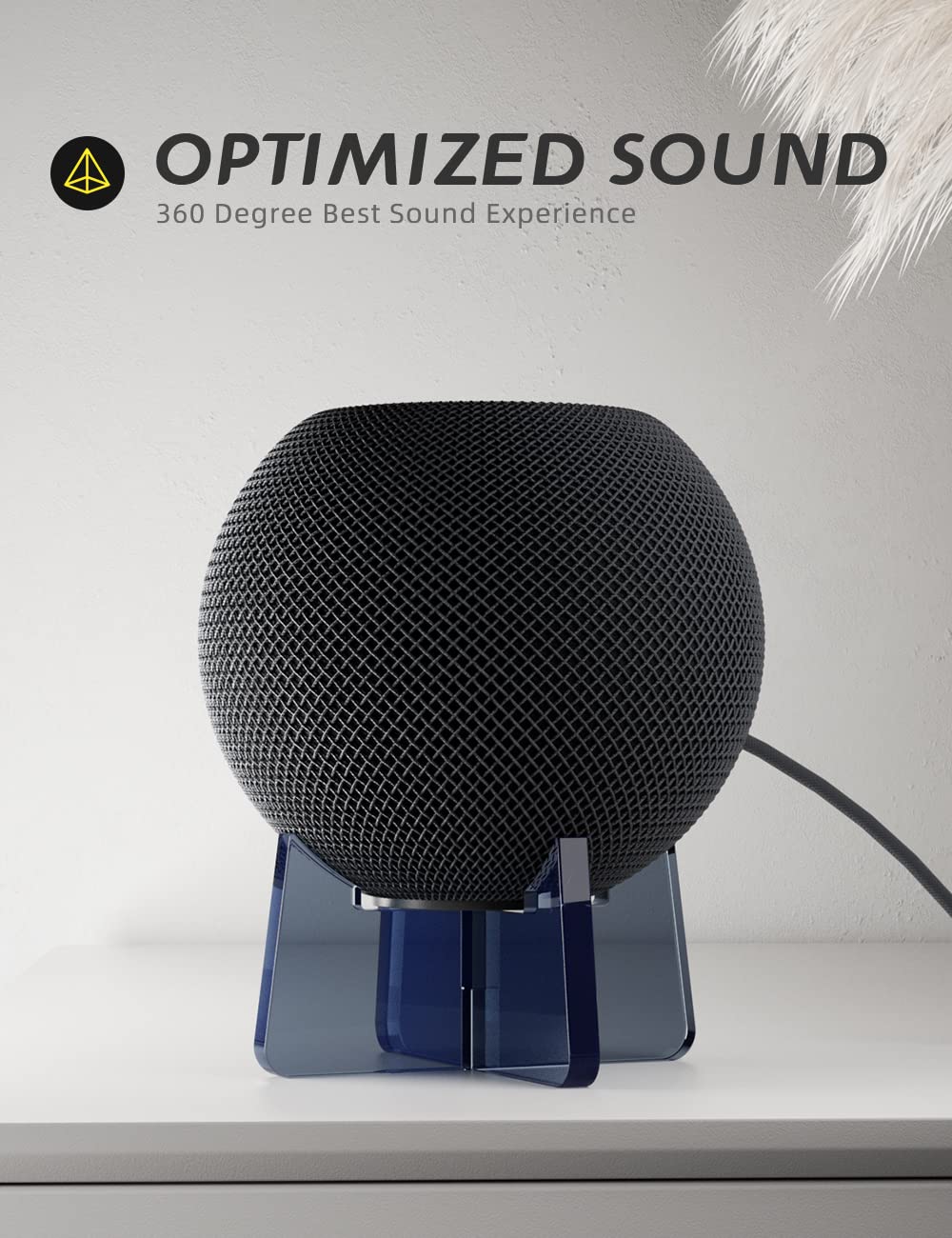 Acrylic Stand For Homepod Mini, Homepod Stand Holder,Safe Stable Mount Protects Homepod Mini Speaker (Transparent Black)