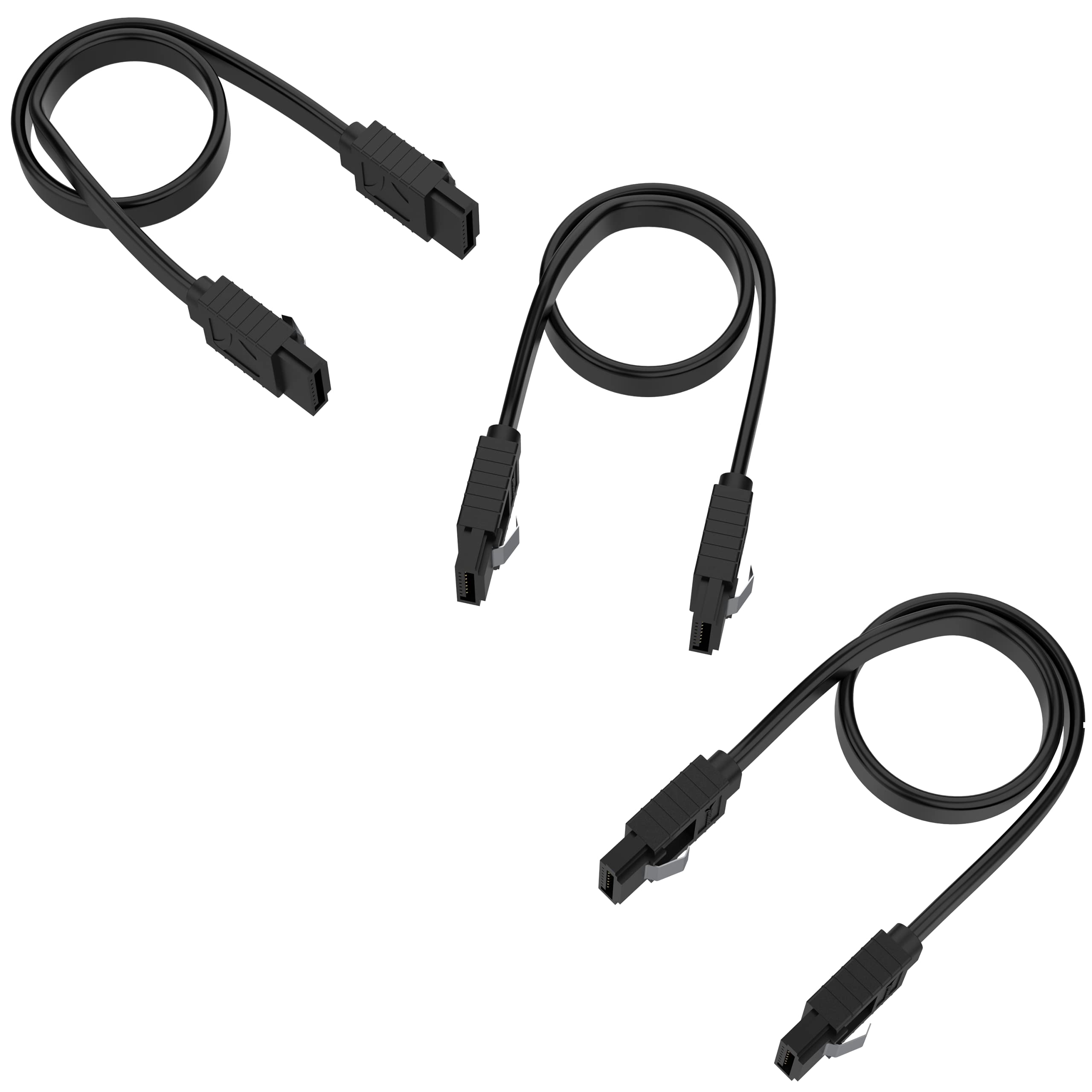 Sabrent Sata Iii (6 Gbit/S) Straight Data Cable With Locking Latch For Hdd/Ssd/Cd And Dvd Drives (3 Pack 20 Inch) In Black (Cb S