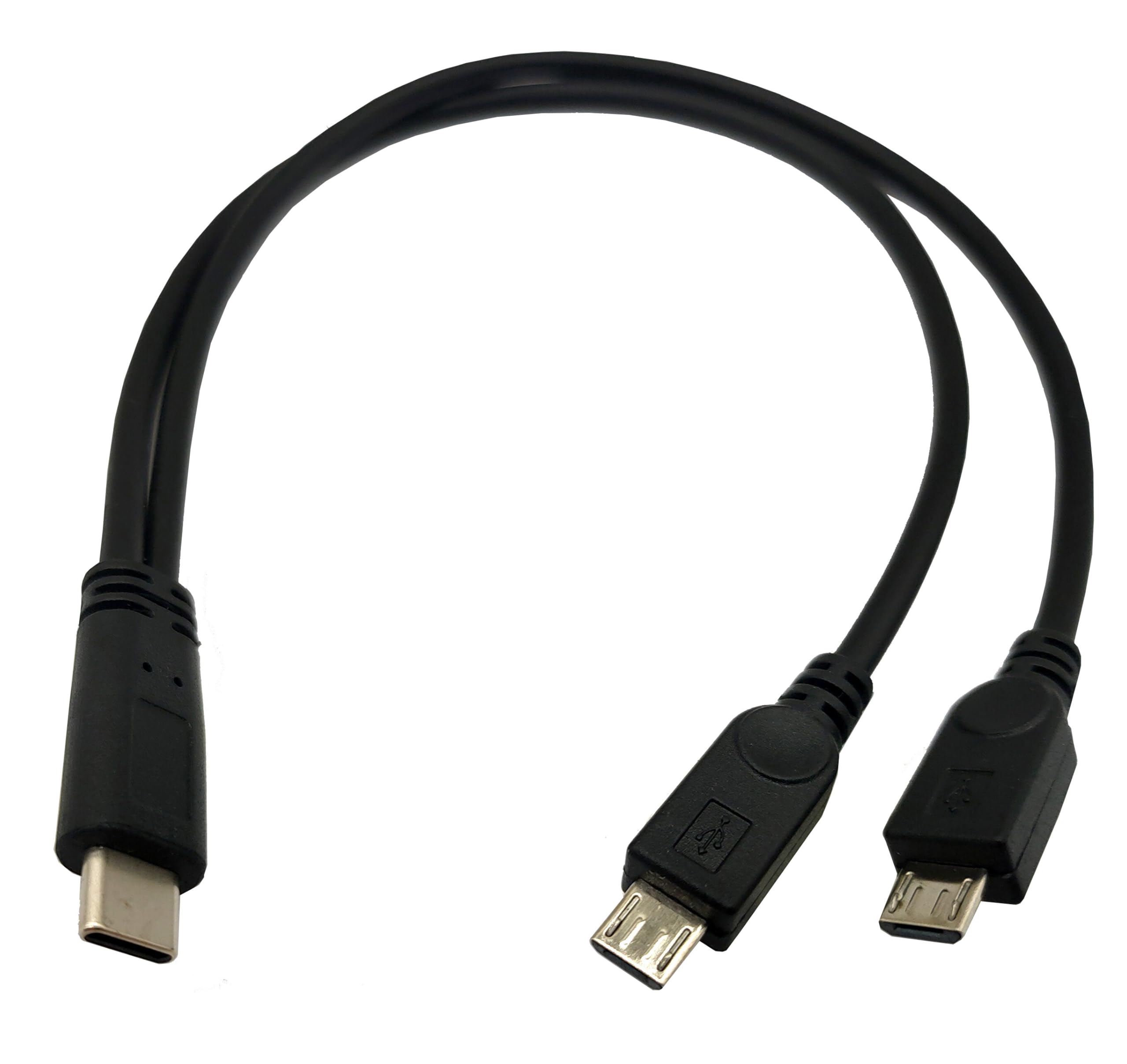 Qaoquda USB C Splitter Charge Cable,1 Feet USB Type C Male to 2 Dual Micro USB Male Y Splitter Extension Charging Cable(Only for
