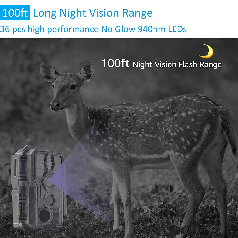 Gardepro E5 Trail Camera, 48Mp 1296P, Game Camera With Ultra Fast 0.1S Motion Activated, 100Ft Night Vision, 90Ft Detection Dist