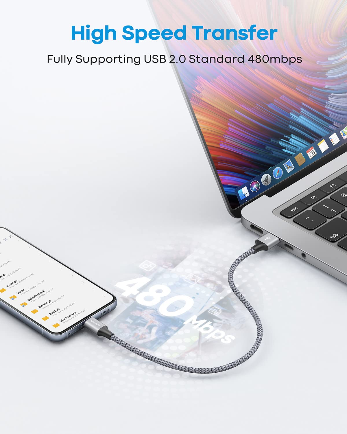 Tosupers Short Usb C Cable 1Ft, 2 Pack, 3A Fast Charging, Usb A To Usb C Charger Cable Braided For Samsung Galaxy S24 S23 S22 S21 S20 S10 S9 A54 A35 A15 A14, For Iphone 16 15 Pro Max Plus