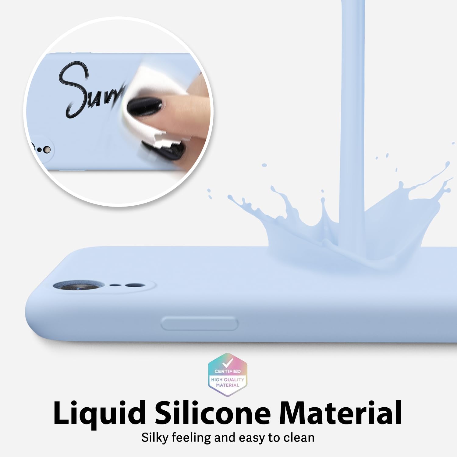 Oakxco For Iphone Xr Phone Case Liquid Silicone, Thin Slim Soft Rubber Gel Tpu Plain Simple Cover For Women Girl Cute, Matte Sol