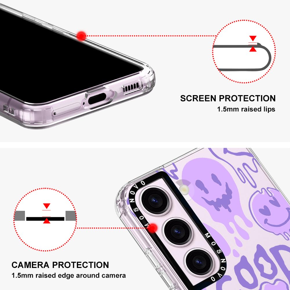 Mosnovo Galaxy S23 Case, Good Vibes Smile Face Women Girls Clear Design Transparent Plastic Hard Back Case With Tpu Bumper Prote