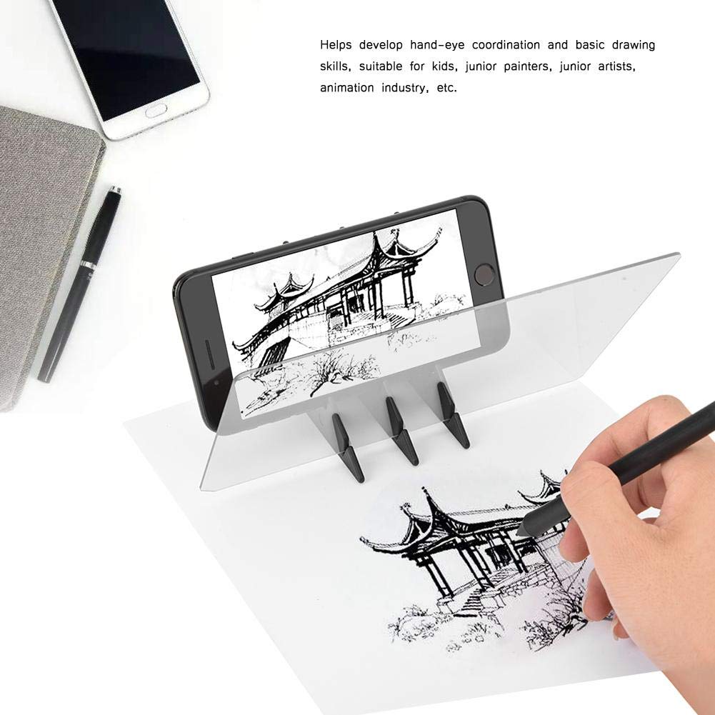 Portable Optical Drawing Board,Tracing Drawing Sketching Tool Stencil Board Copy Pad Mirror Reflection Projector Drawing Panel,T