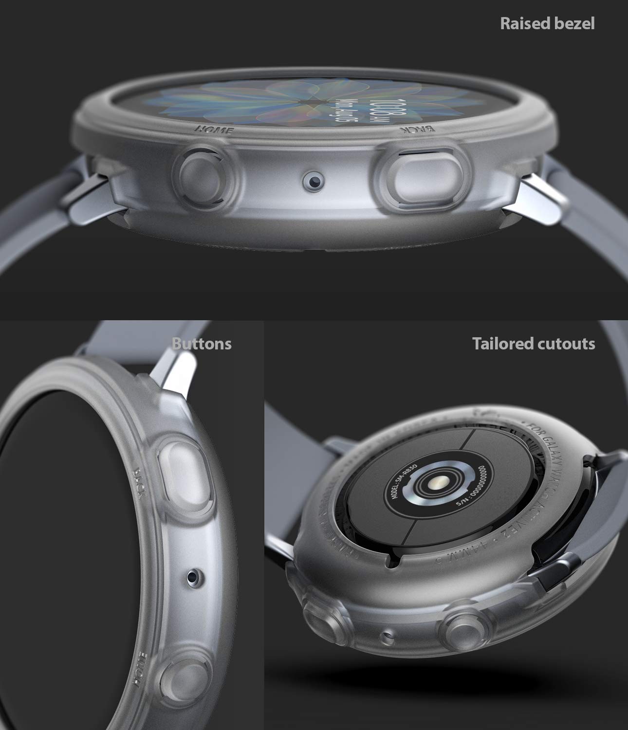 Ringke Air Sports Compatible With Samsung Galaxy Watch Active 2 44Mm Case, Thin Soft Flexible Rugged Tpu Raised Bezel Frame Prot