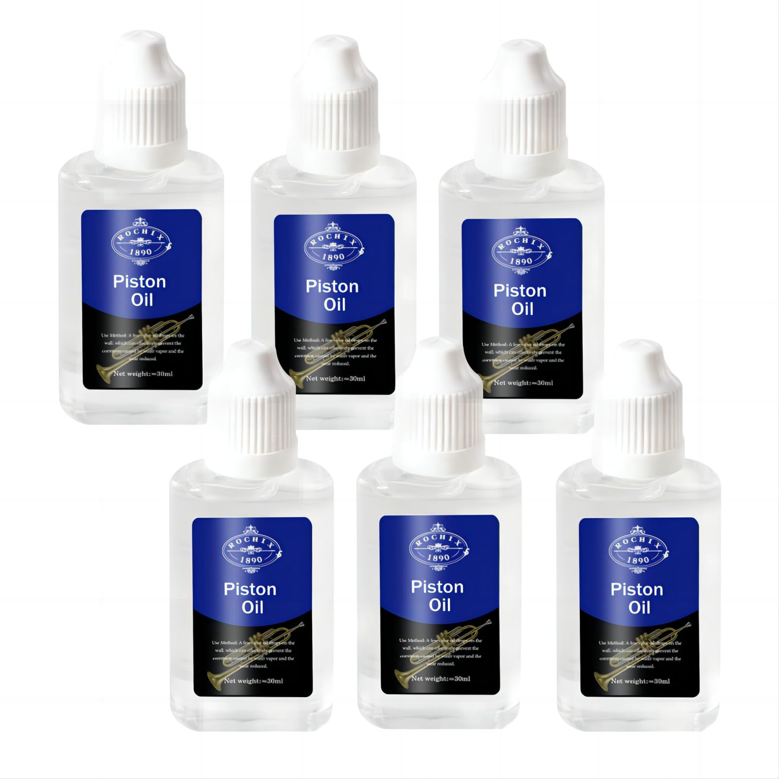 6 pcs Valve Oil Regular Synthetic Piston Valve Oil for Trumpet,Horn,Brass Instruments,1.02 fl.oz/30ml/pcs