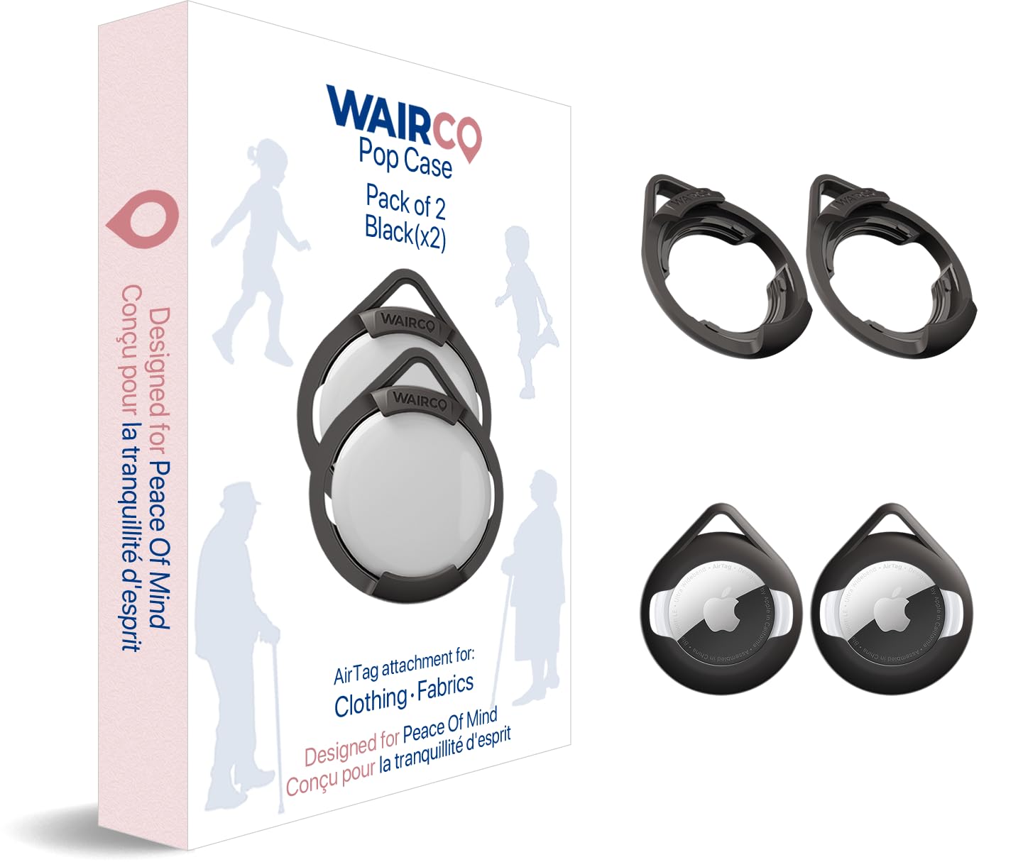 Wairco Airtag Holder Pop Case (2 Pack)   Clothing Attachment For Apple Air Tag | Anti Scratch & Secure Fit For Multi Fabric Thic