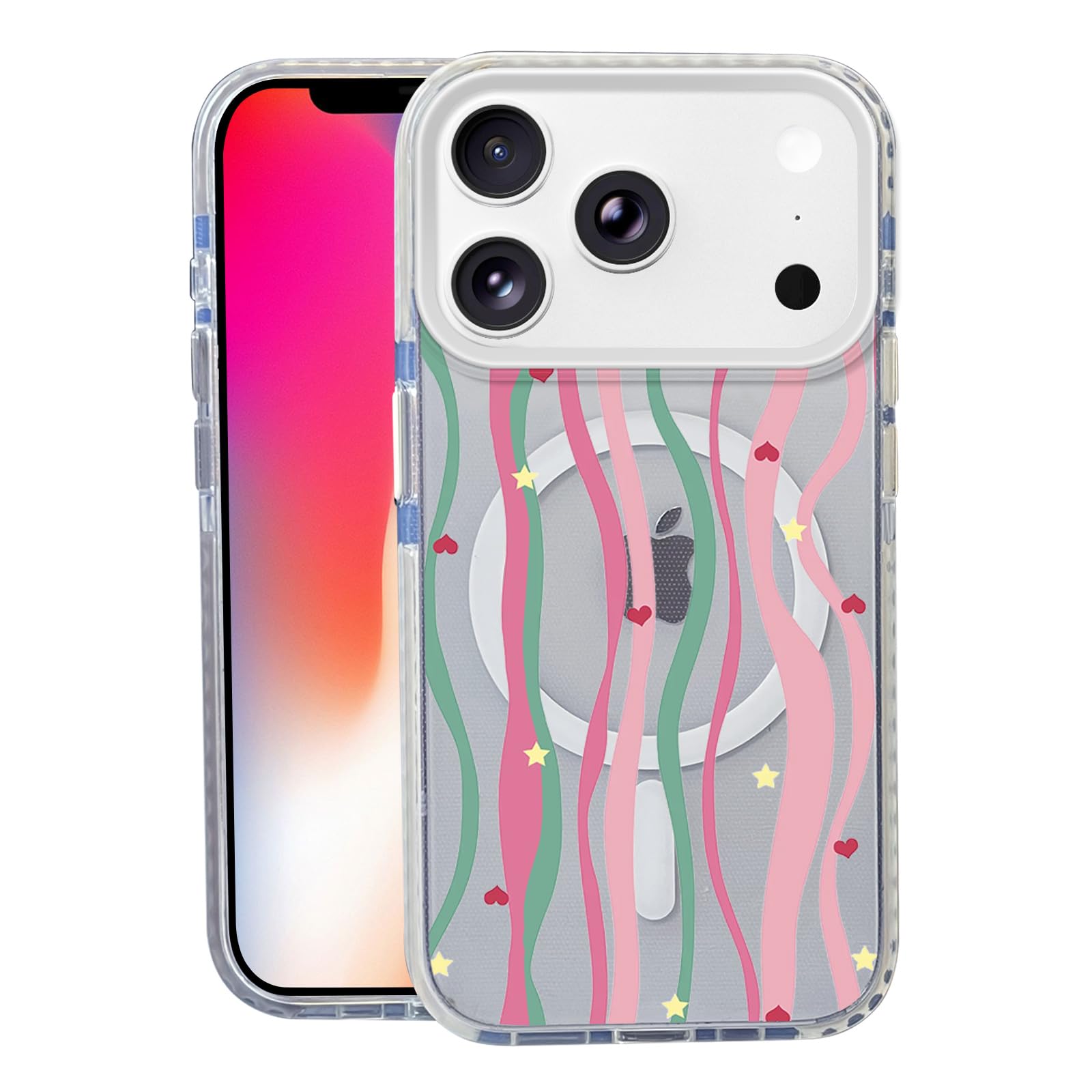 Nimeey Colorful Ribbon for iPhone 17 Pro Max Case,MagSafe Compatible,Matte Soft Slim Shockproof Cover,Anti-Fingerprint,Anti-Yell