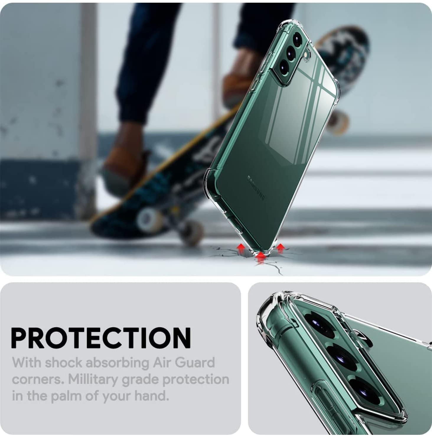 KIOMY Samsung Galaxy S22 Plus 5G Phone Case Crystal Clear Shockproof Hybrid Hard PC TPU Slim Fit 6.6 Inch