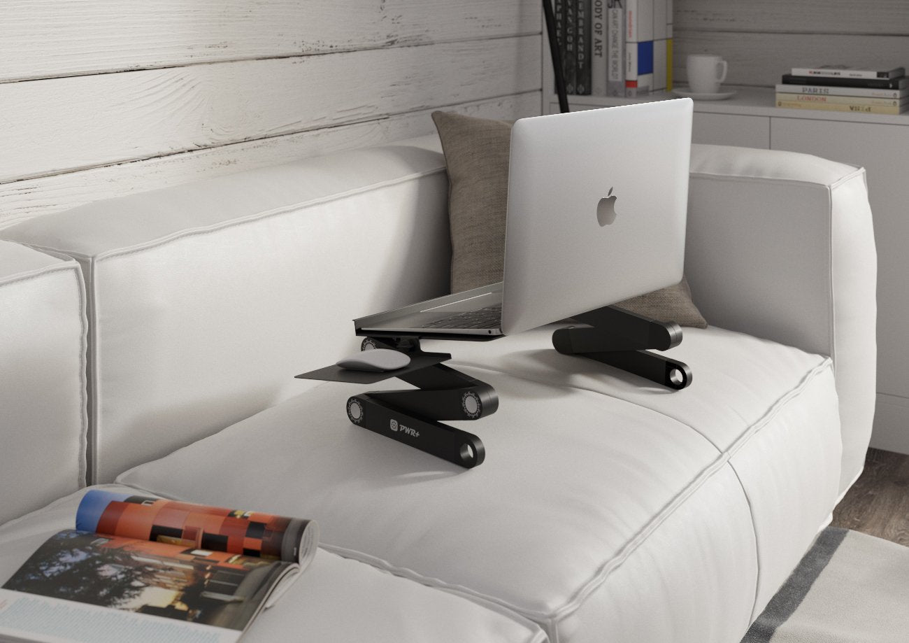Laptop Table Stand Adjustable Riser: Portable With Mouse Pad Fully Ergonomic Mount Ultrabook Macbook Gaming Notebook Light Weigh