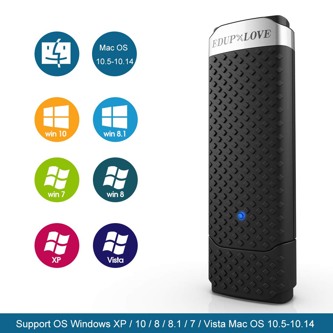 Usb 3.0 Wifi Adapter Ac1300Mbps For Pc, Edup Love Wireless Network Adapter Dual Band 5Ghz 2.4Ghz For Mac Os 10.6 10.15,Windows 1