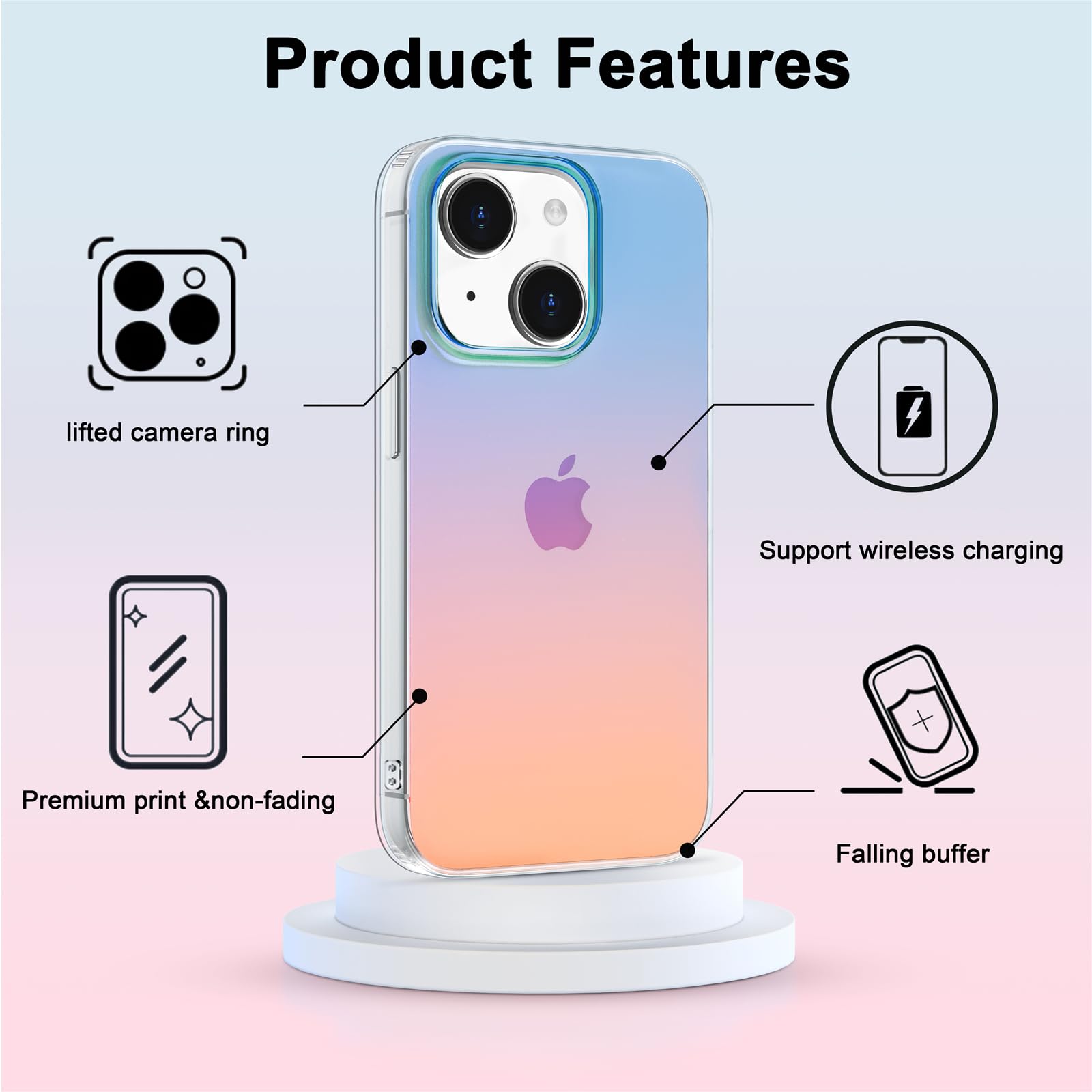 I-MGAE-IN-AR iPhone 13 Case Shockproof Laser Glitter Bling TPU PC Holographic Matte SJK-042-13