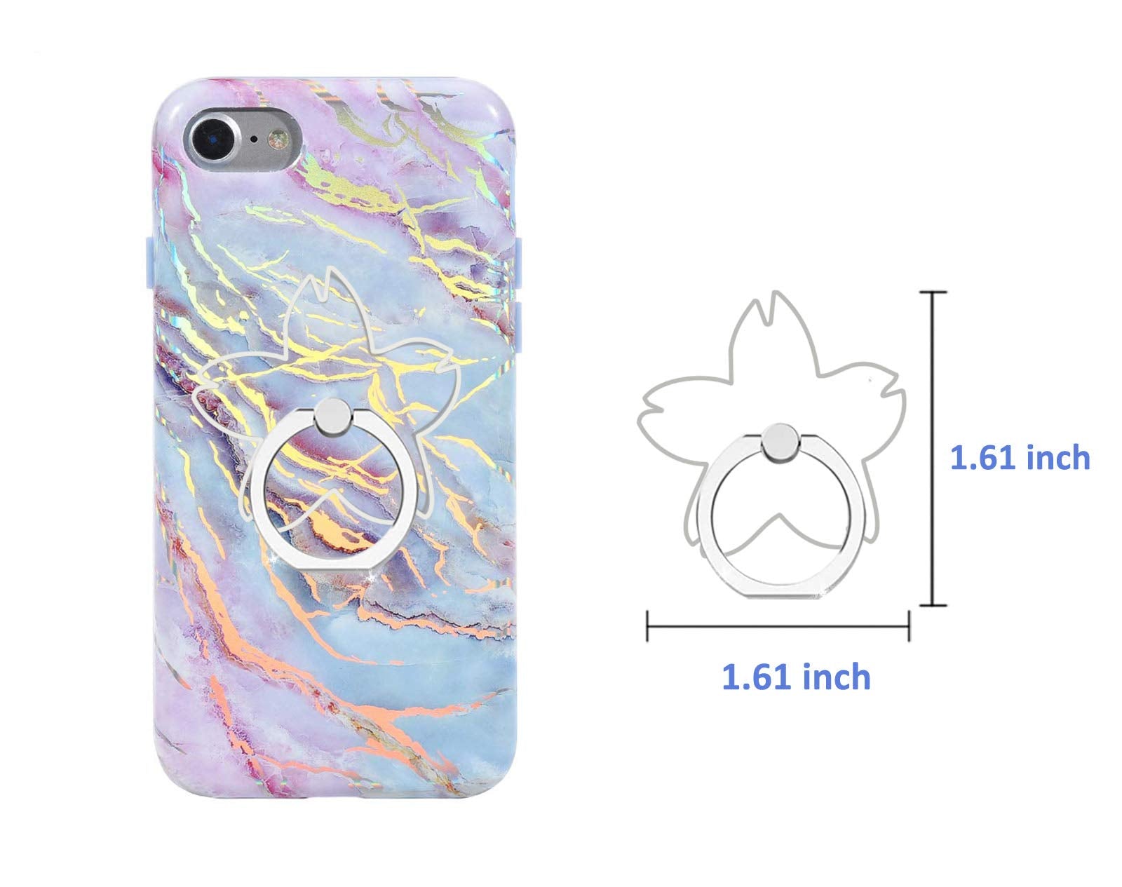 Lenoup Transparent Oriental Cherry Cell Phone Ring Holder Kickstand,360 Rotation Clear Cherry Blossom Cell Phone Finger Ring Gri