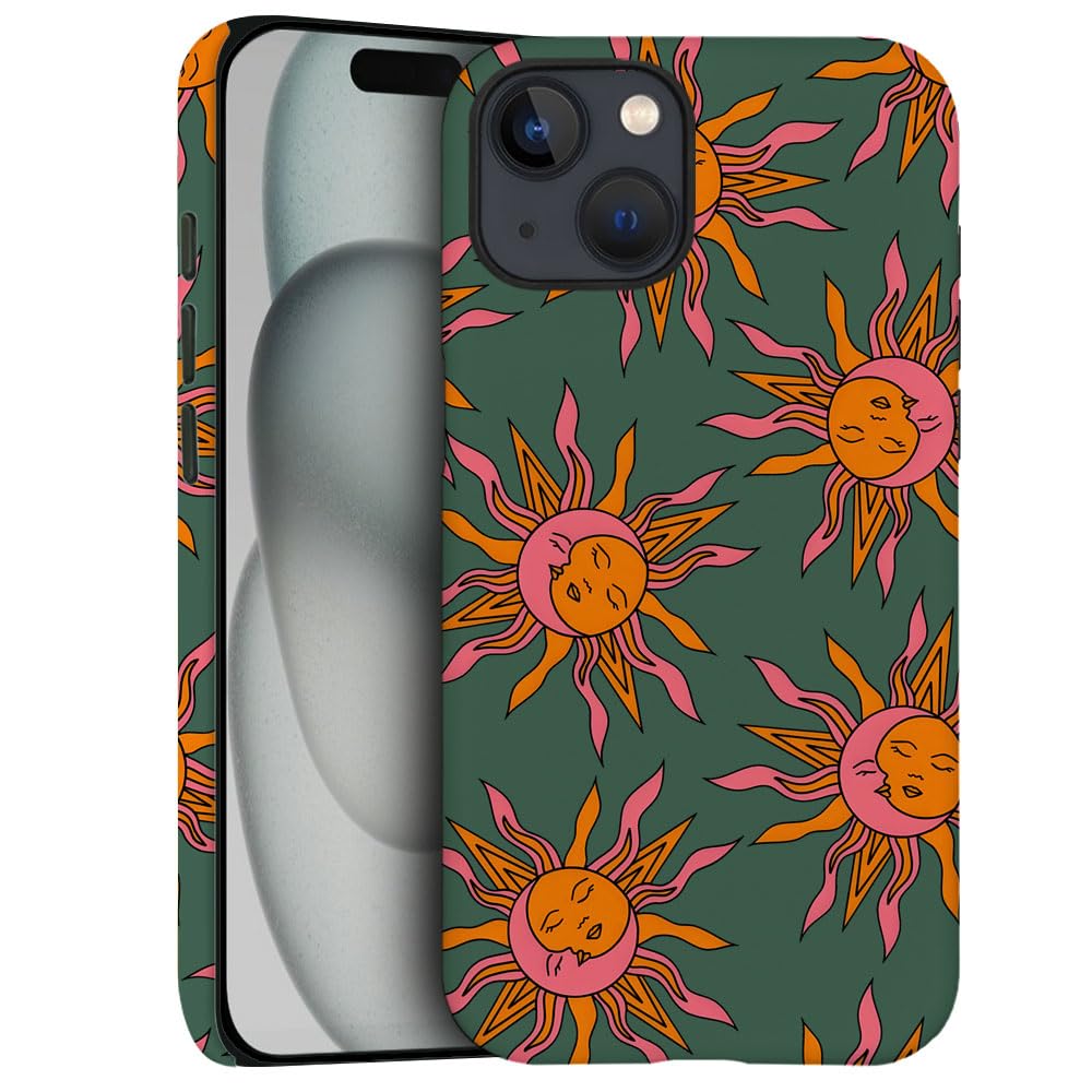 Generic Case for iPhone 15 - [Drop Protection Phone Cover] - Hybrid Case for Girl Women - Moon Sun Celestial
