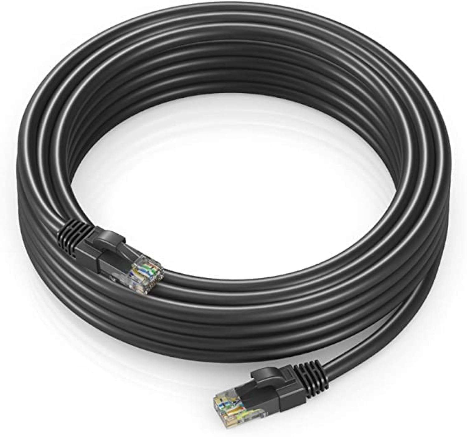 Maximm Ethernet Cable 25 Ft Cat6 High Speed Internet Network Lan Cable Cord, Outdoor Waterproof (Black)