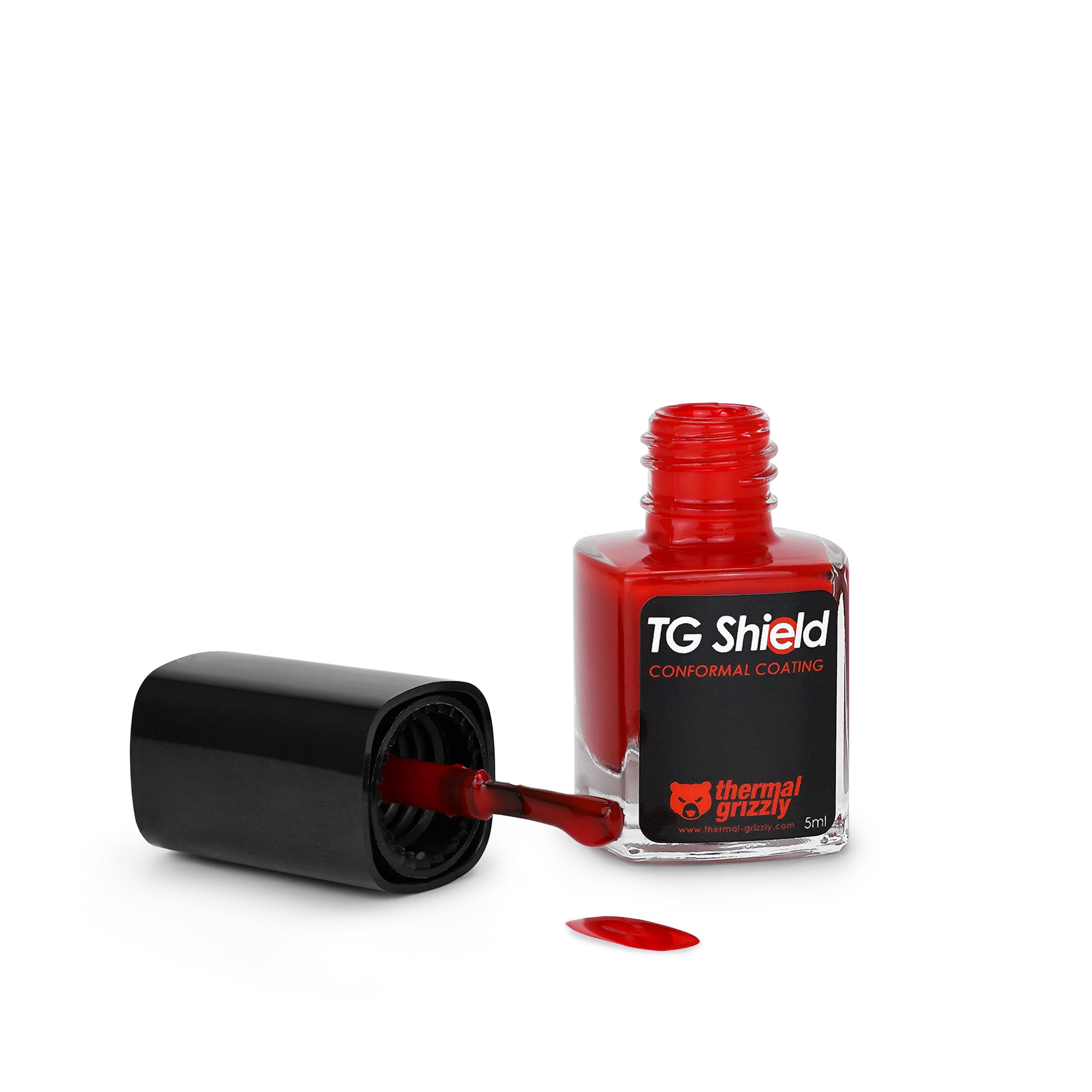 Thermal Grizzly TG Shield - 5ml Red Conformal Coating for CPU/GPU/PS4/PS5/Xbox - Protects Against Liquid Thermal Paste and Short Circuits