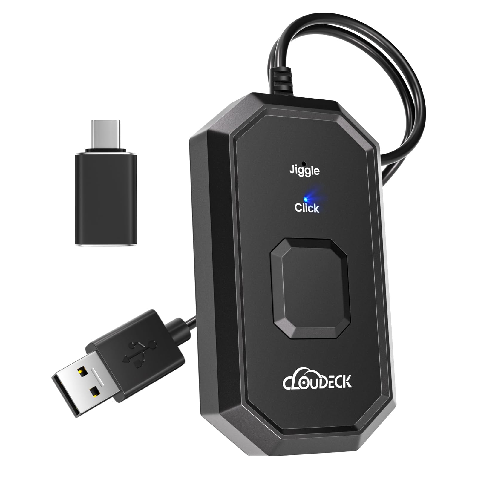 Cloudeck Mouse Jiggler Undetectable,2 in 1 Mouse Mover and Mouse Clicker with TypeC Adapter for Computer, Plug & Play, Simulate