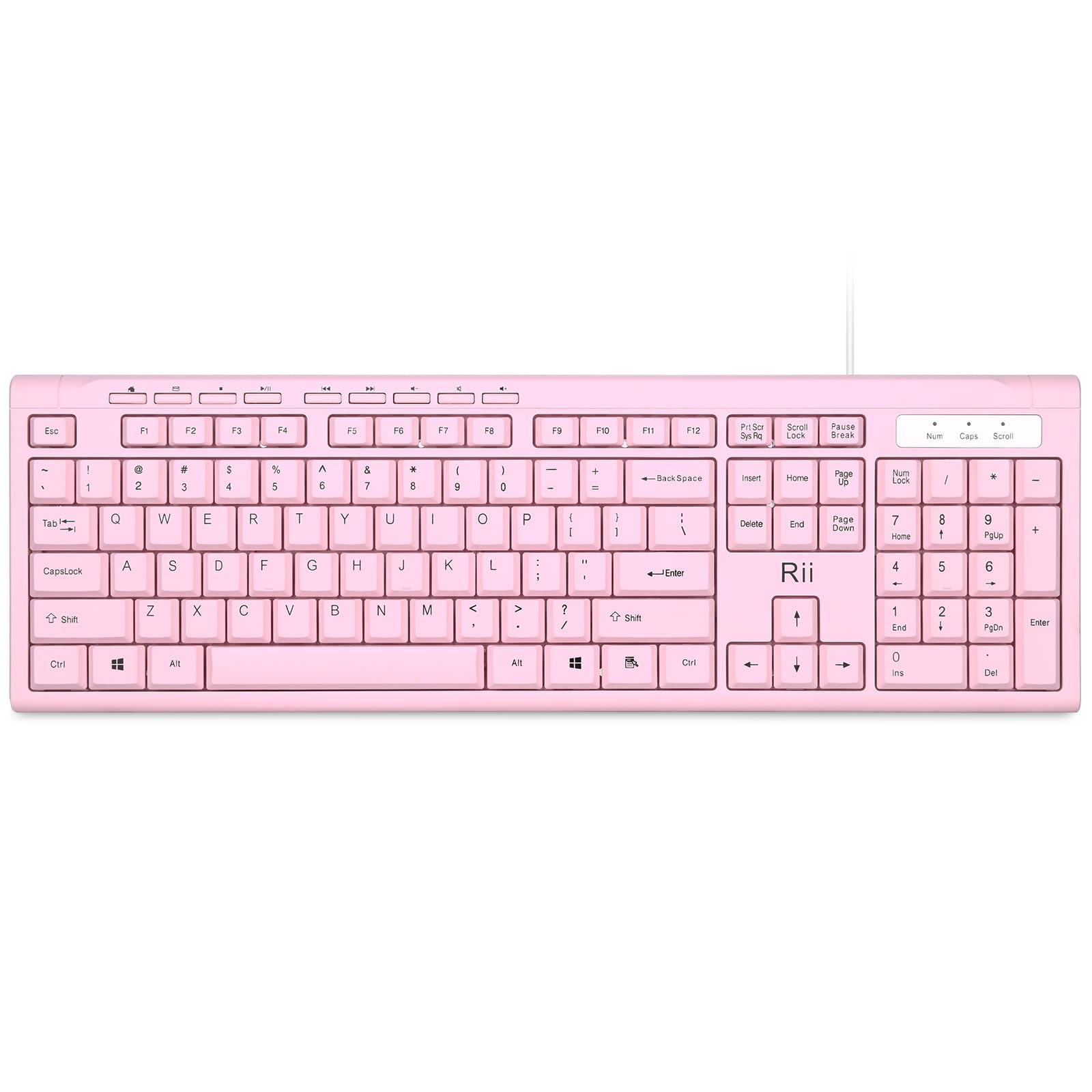 Rii RK907 UltraSlim Compact USB Wired Keyboard for MAC and PCPink