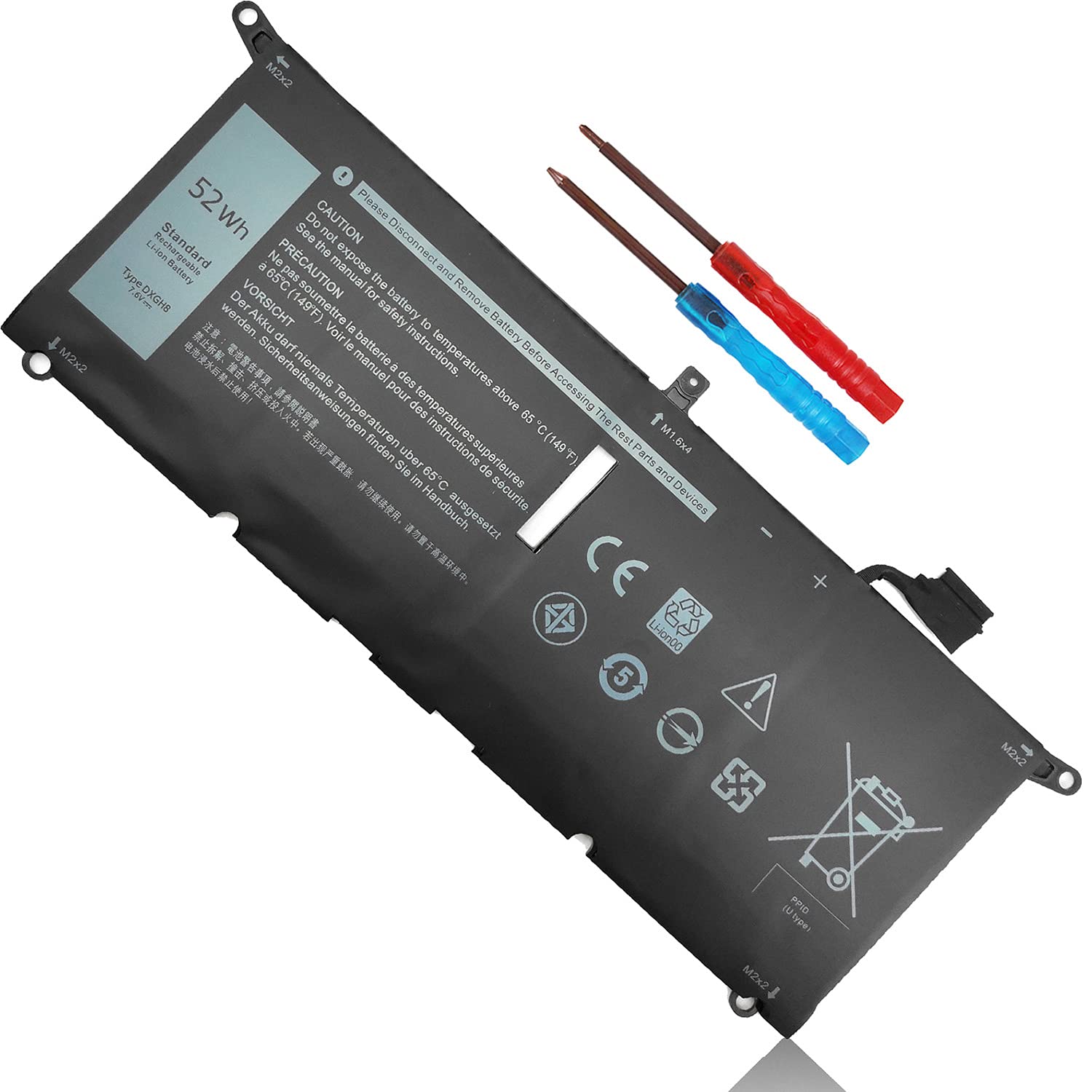 52Wh Dxgh8 7.6V Battery For Dell Xps 13 9370 9380 Inspiron 13 7390 7391 2 In 1 5390 5391 14 7490 Latitude 3301 Vostro 13 5390 53