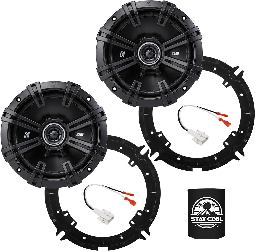 KICKER Front/Rear Door 6.5 Speakers Kit for Hyundai Elantra 2017-2020 Upgrade Kit - Pair of DS Series 6 1/2 Inch Coaxial Speaker