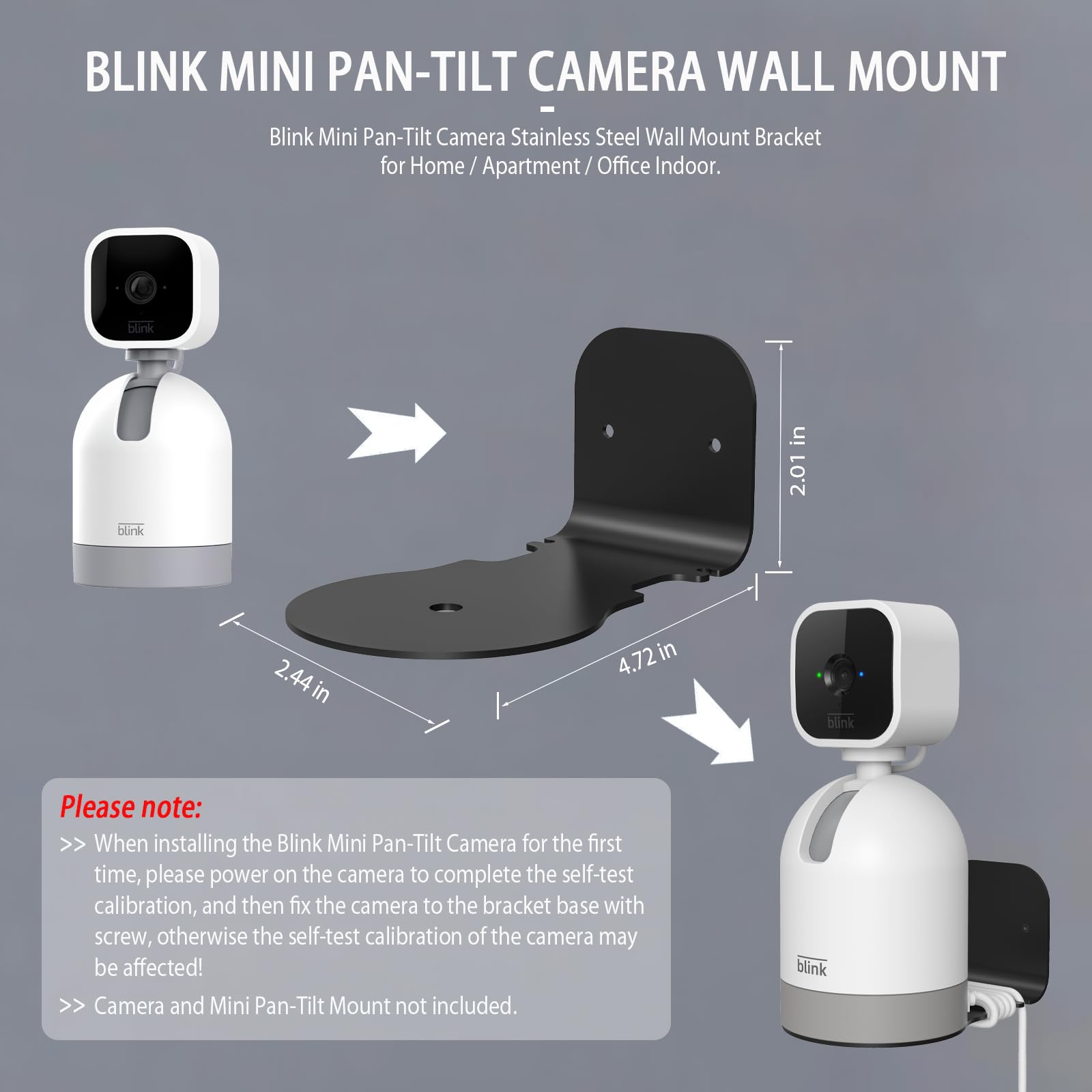 Puuuci Wall Mount For Blink Mini Pan Tilt Camera   Blink Mini Pan Tilt Camera Black Stainless Steel Wall Mount Bracket/Holder Fo