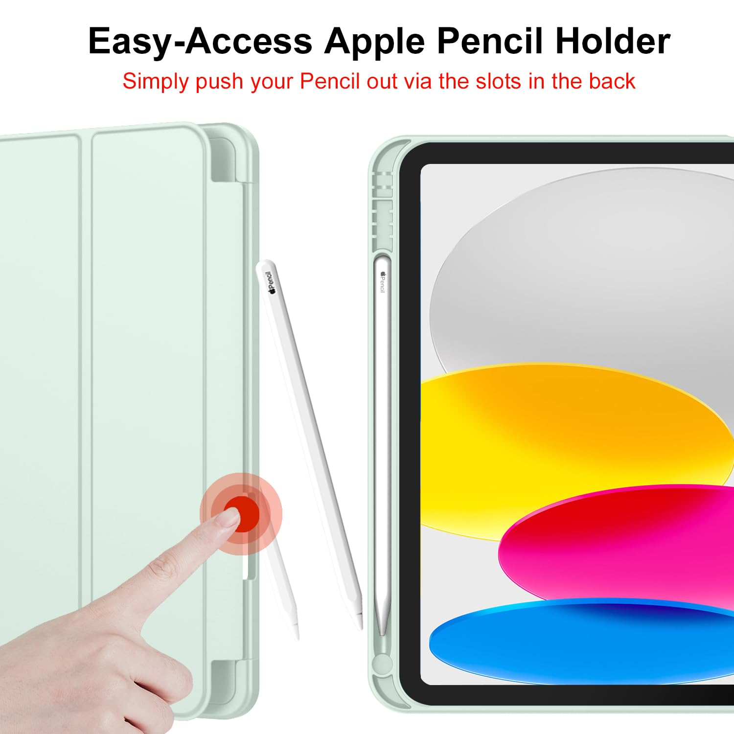 Imieet New Ipad (A16) 11Th Generation Case 11 Inch 2025, Ipad 10Th Generation Case 2022 10.9 Inch With Pencil Holder, Trifold Stand Smart Cover With Soft Tpu Back,Auto Wake/Sleep(Pale Green)