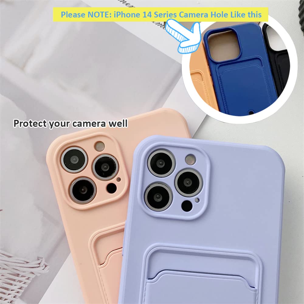 Jiatay For Iphone 11 Case With Card Holder [Slim + Protective] Silicone Phone Case Iphone 11 Wallet For Women Men (Purple Blue)