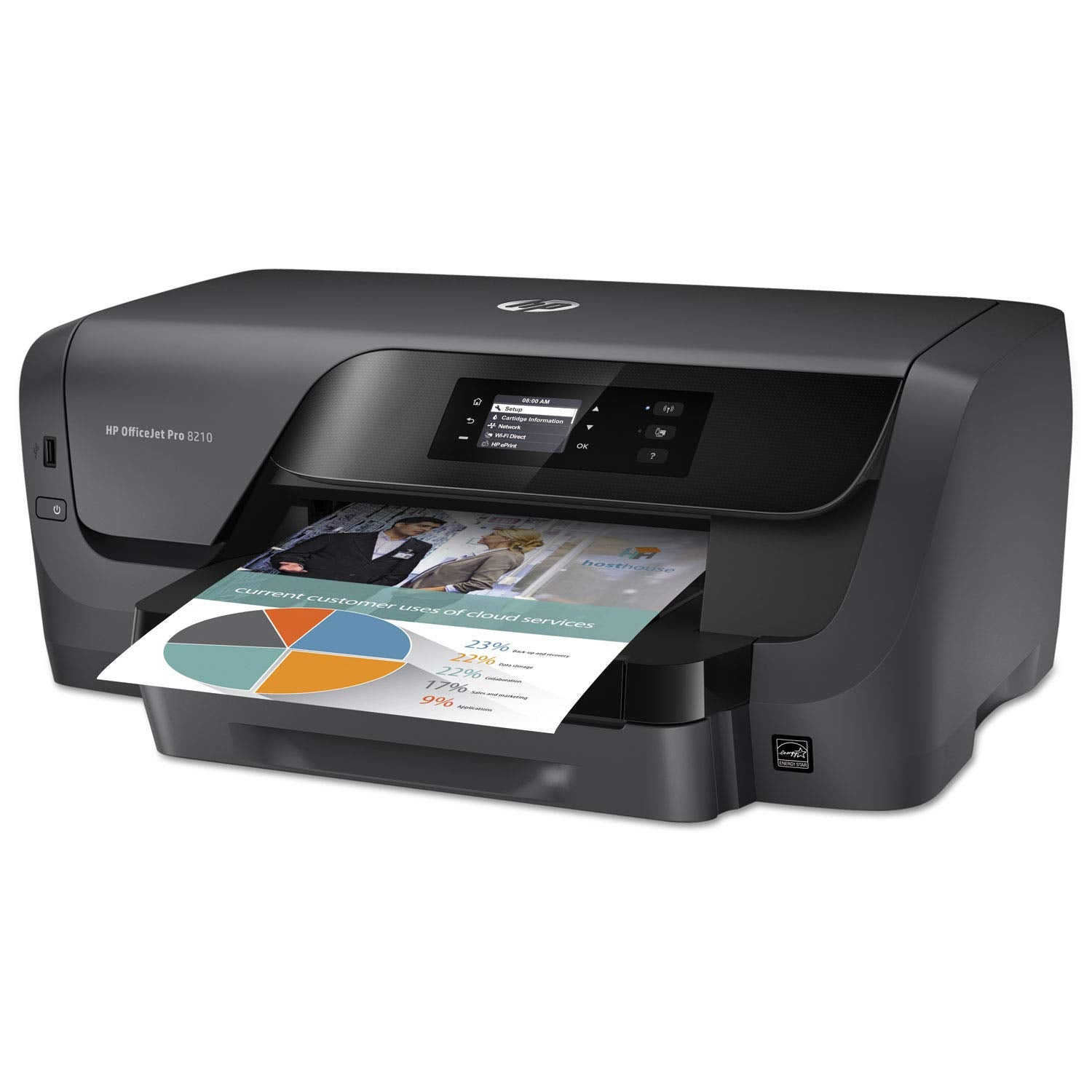 Hp Officejet Pro 8210 Wireless Color Printer, Instant Ink Ready, Works With Alexa (D9L64A),Black