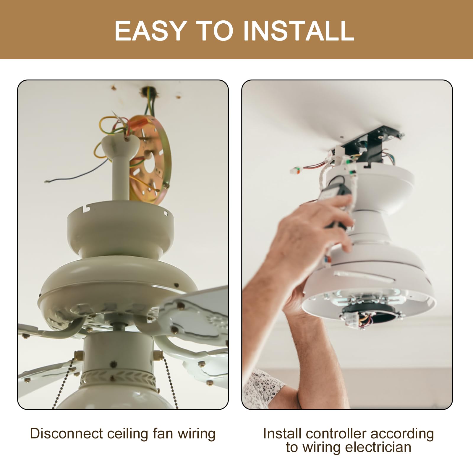 Ceiling Fan Remote Control Kit With Light Receiver Controller, 6-Speed Adjustable, Long Range Transmission, High Voltage Compati