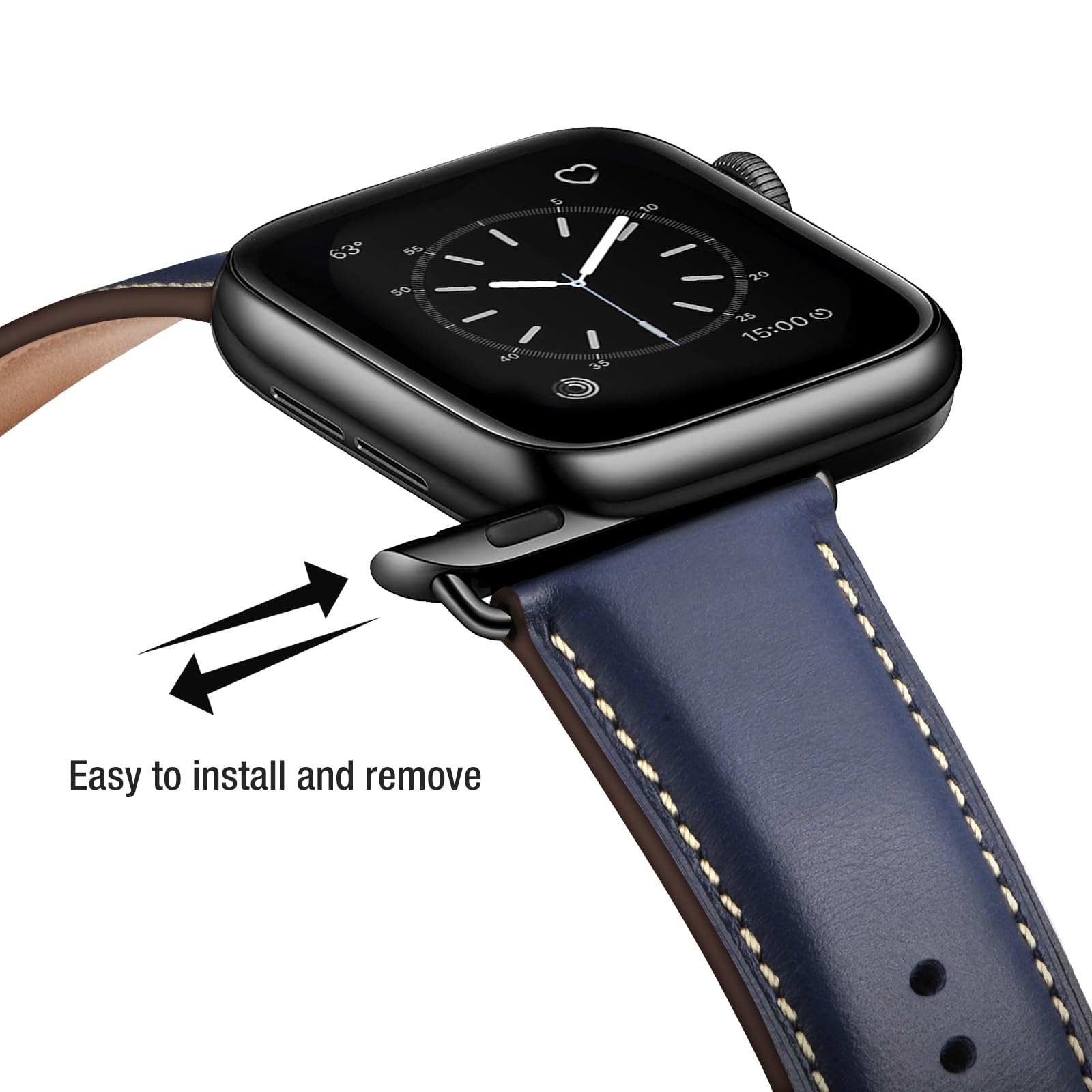 Sunfwr Leather Bands Compatible With Apple Watch Band 41Mm 40Mm 38Mm 42Mm(Series 10) For Men Women, Top Grain Genuine Leather Re