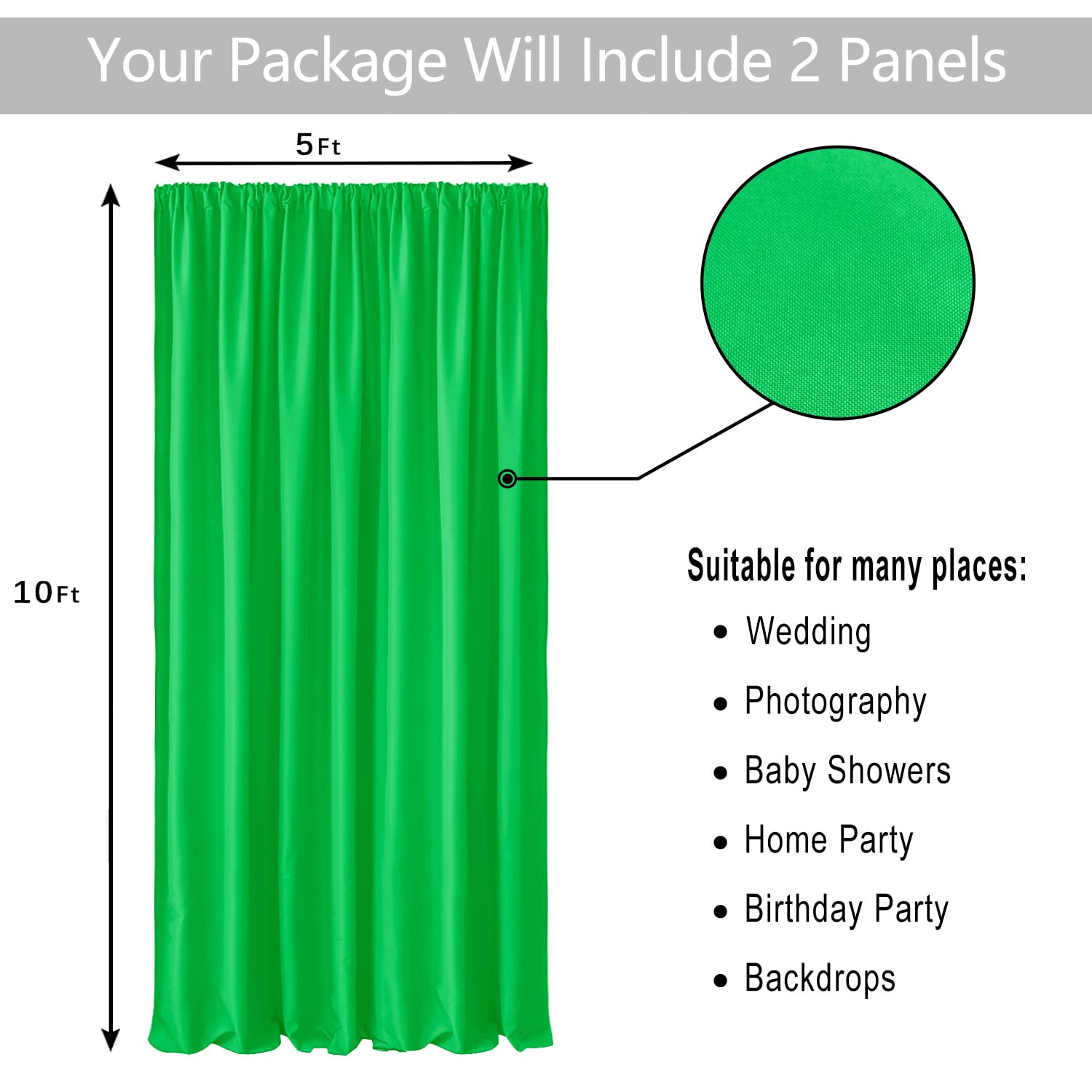 Hiasan Green Screen Backdrop Curtains For Parties, Polyester Photography Backdrop Drapes For Family Gatherings, Wedding Decorati