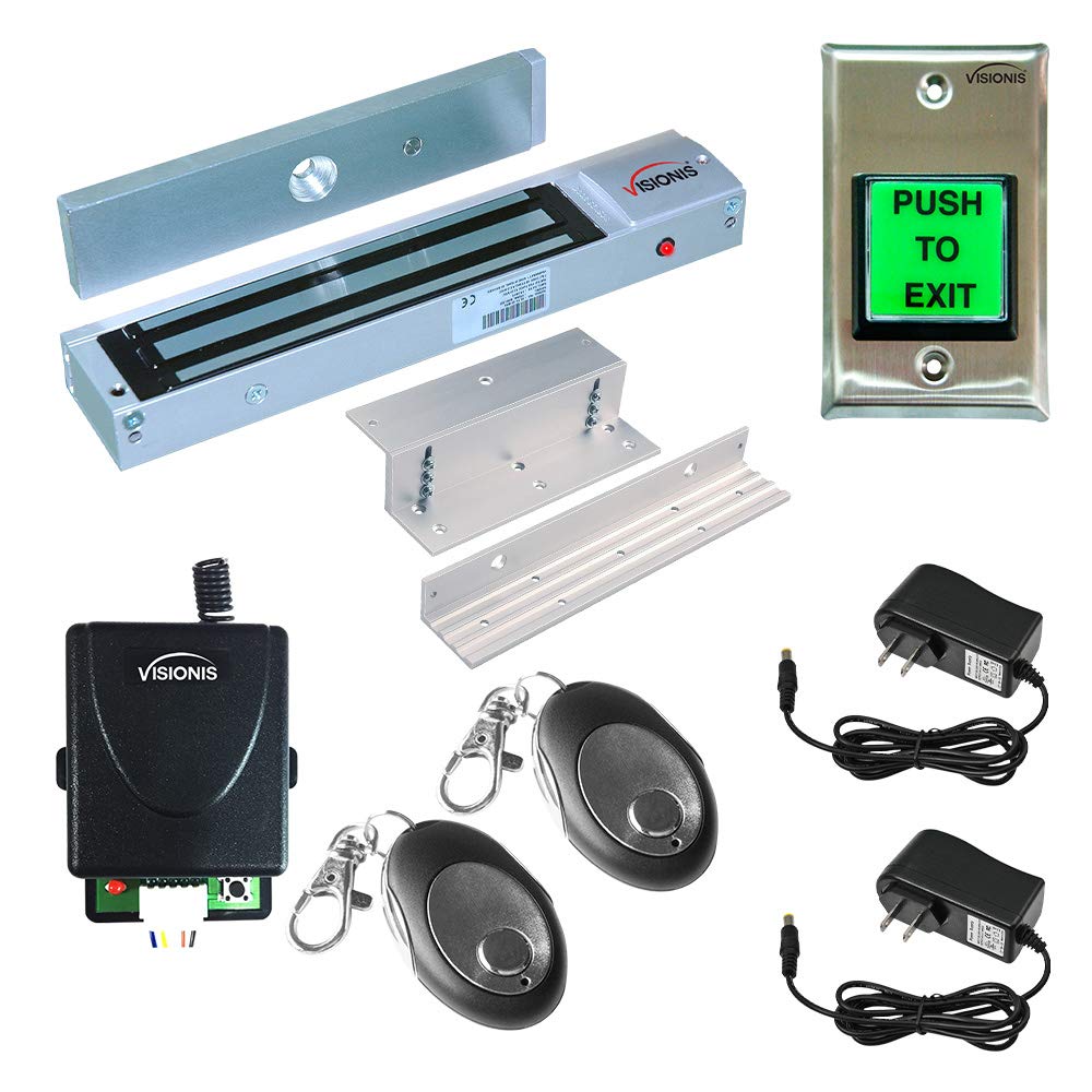 Visionis Fpc 5013 One Door Access Control Inswinging Door 600Lbs Electromagnetic Lock Kit With Wireless Receiver And Remote Magn