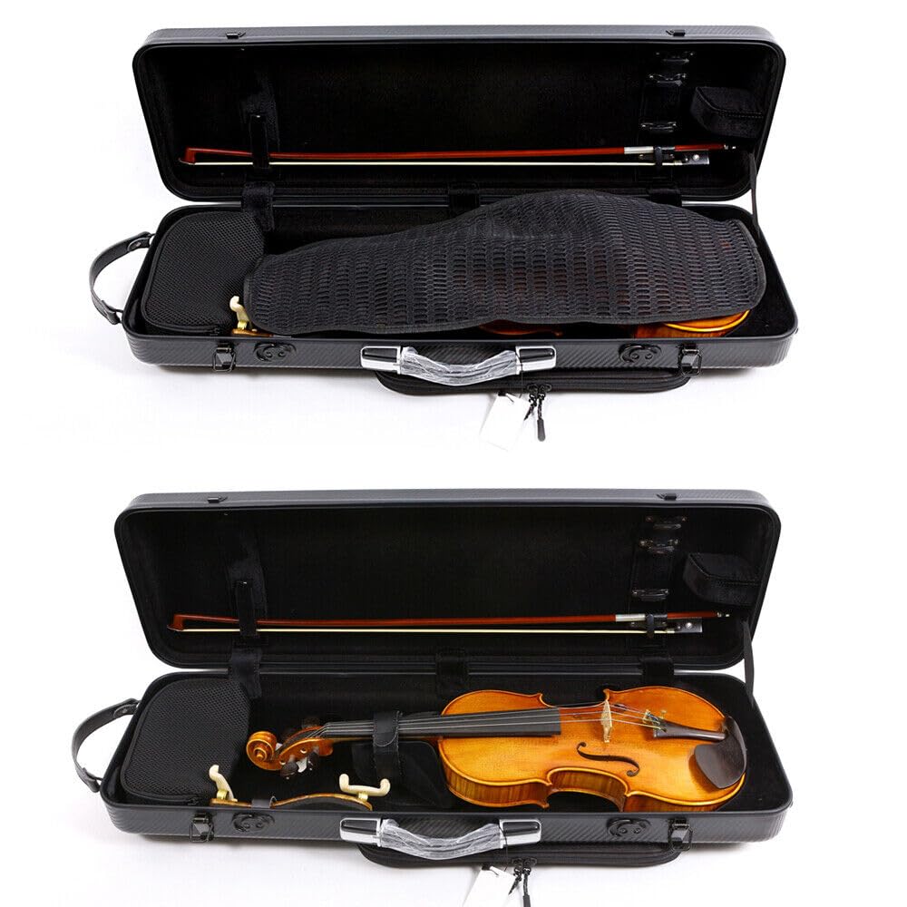 4/4 New Violin Case Mixed Carbon Fiber Strong Light Oblong Case Full Size (Red)