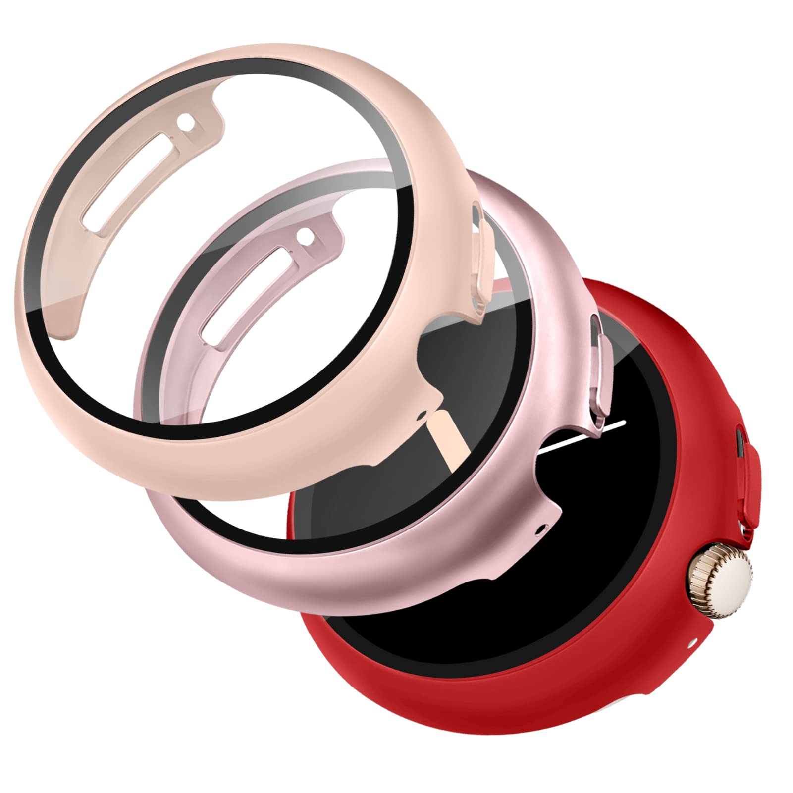 3 Pack Cases For Google Pixel Watch 3 2 1 Screen Protector 41Mm,Hard Pc Frame With Tempered Glass Face Bumper Compatible With Go