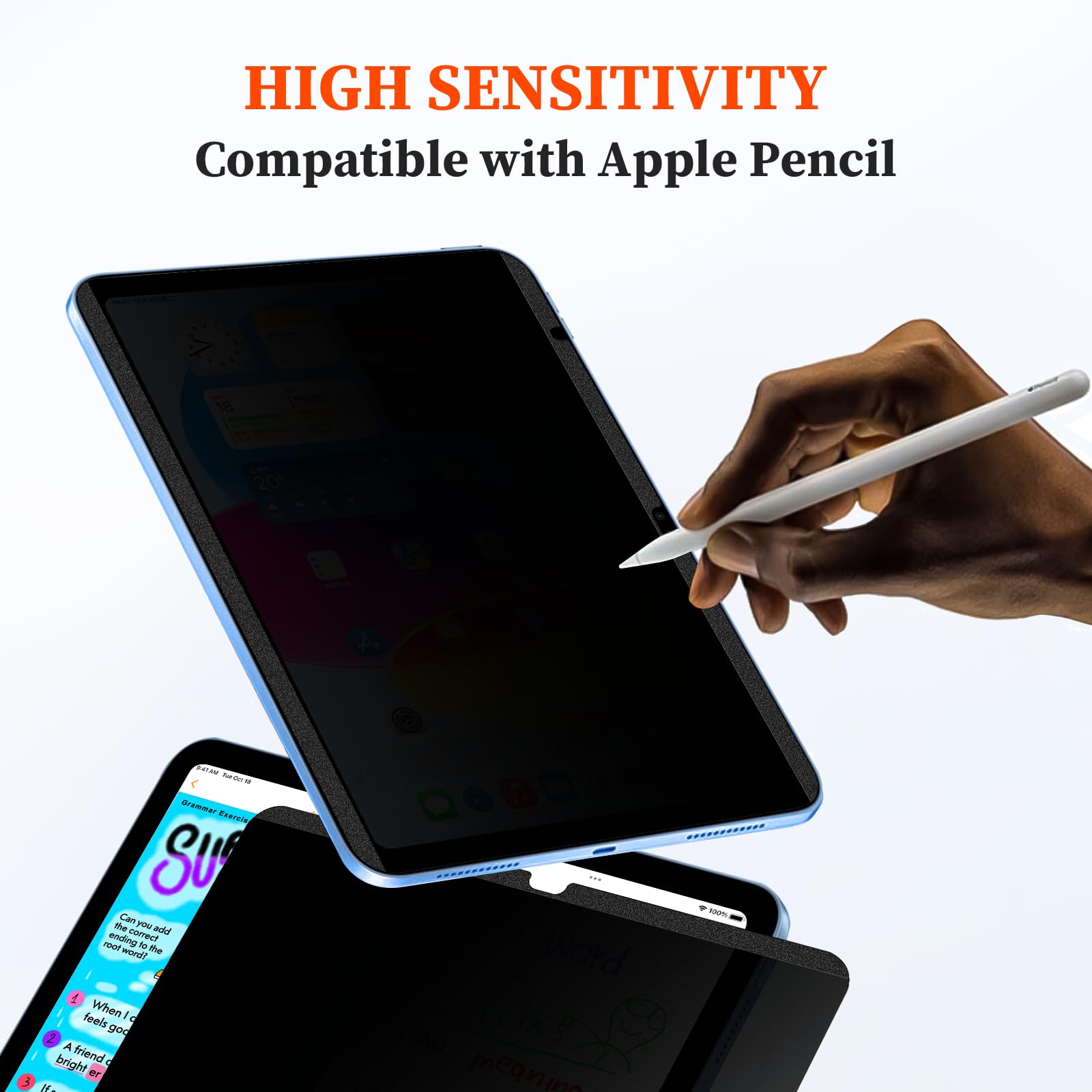 Upgraded 360 Ipad 10.9 10Th Generation 2022 Privacy Screen Protector (Landscape+Portrait Privacy), Magnetic Removable 4 Way Anti