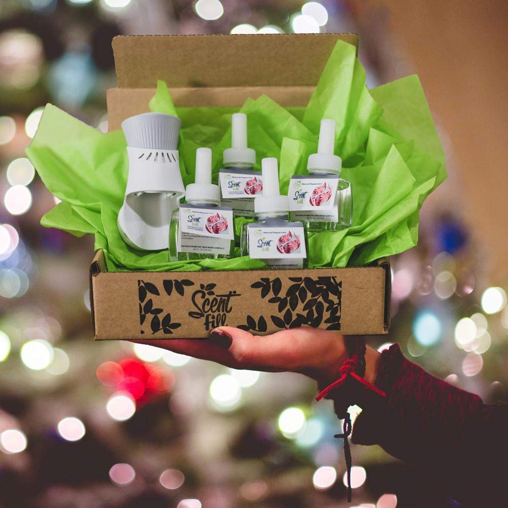 Scent Fill 100% Natural Fresh Peppermint Plug In Starter Kit, 4 Refills & Diffuser