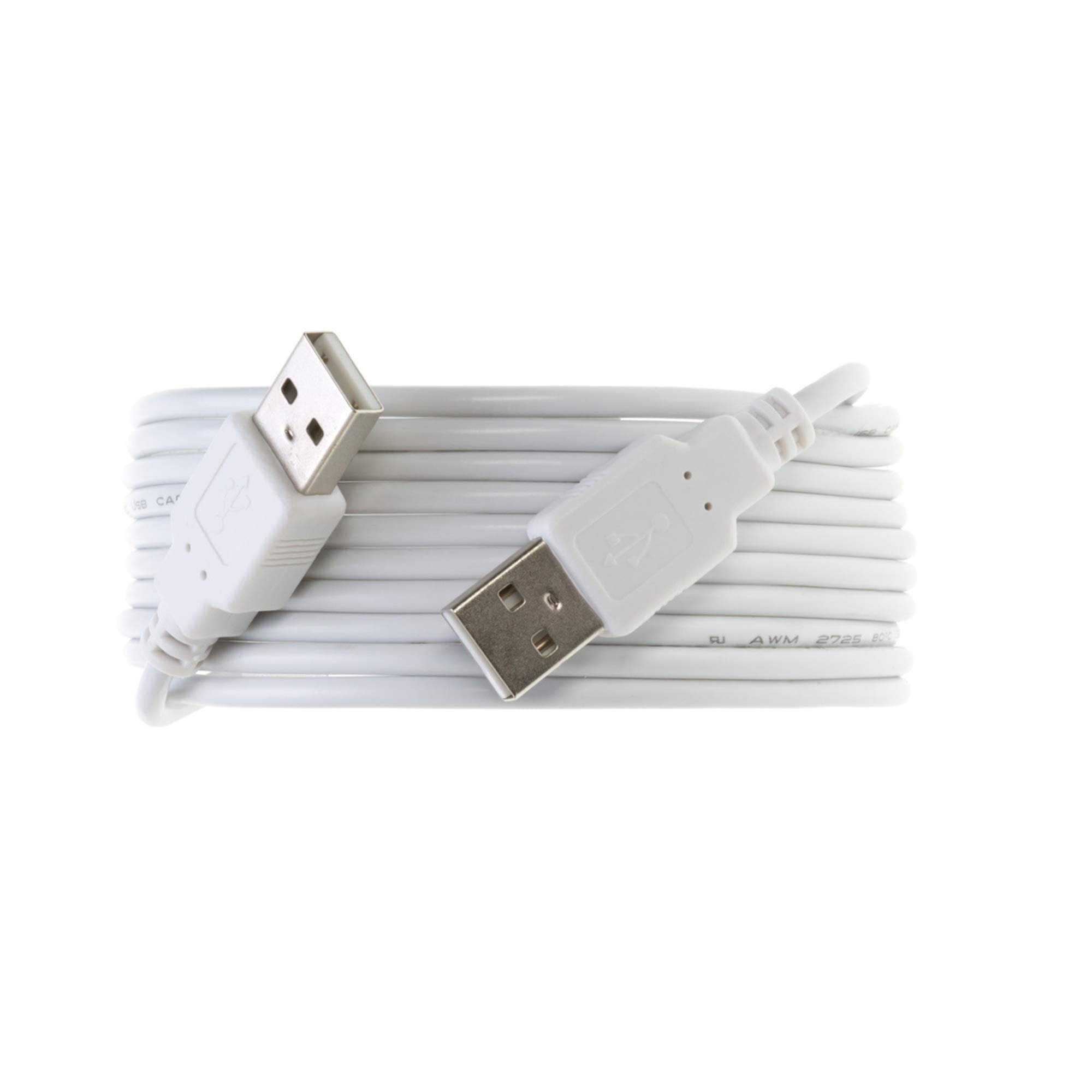 WireZee USB 2.0 Type A Male to Male Cable, 3FT, White, Nickel Material, Model 810008242728