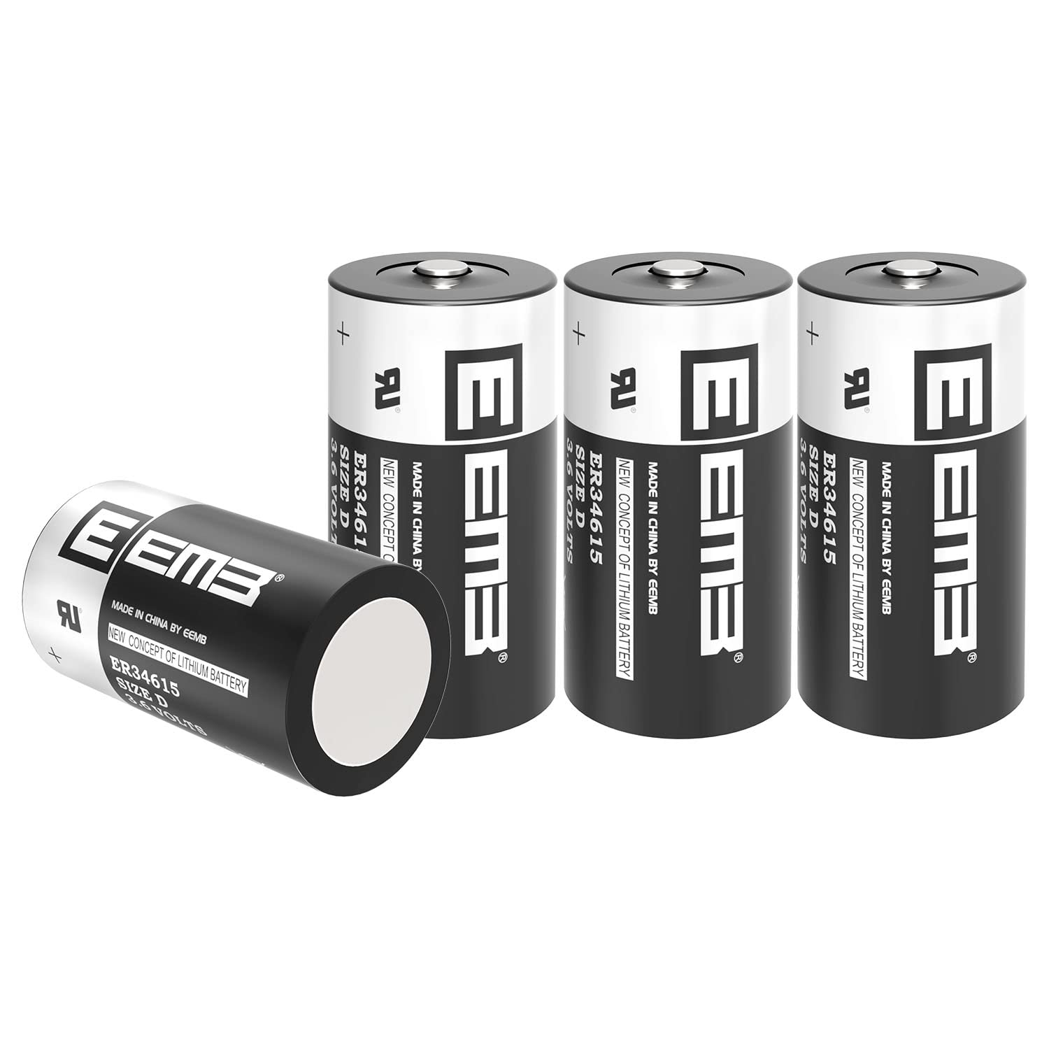 4Pack EEMB 3.6V D Cell Batteries ER34615 D Size Lithium Batteries 19000mAh Li-SOCL2 Non-Rechargeable Battery LS-33600 XL-205F fo