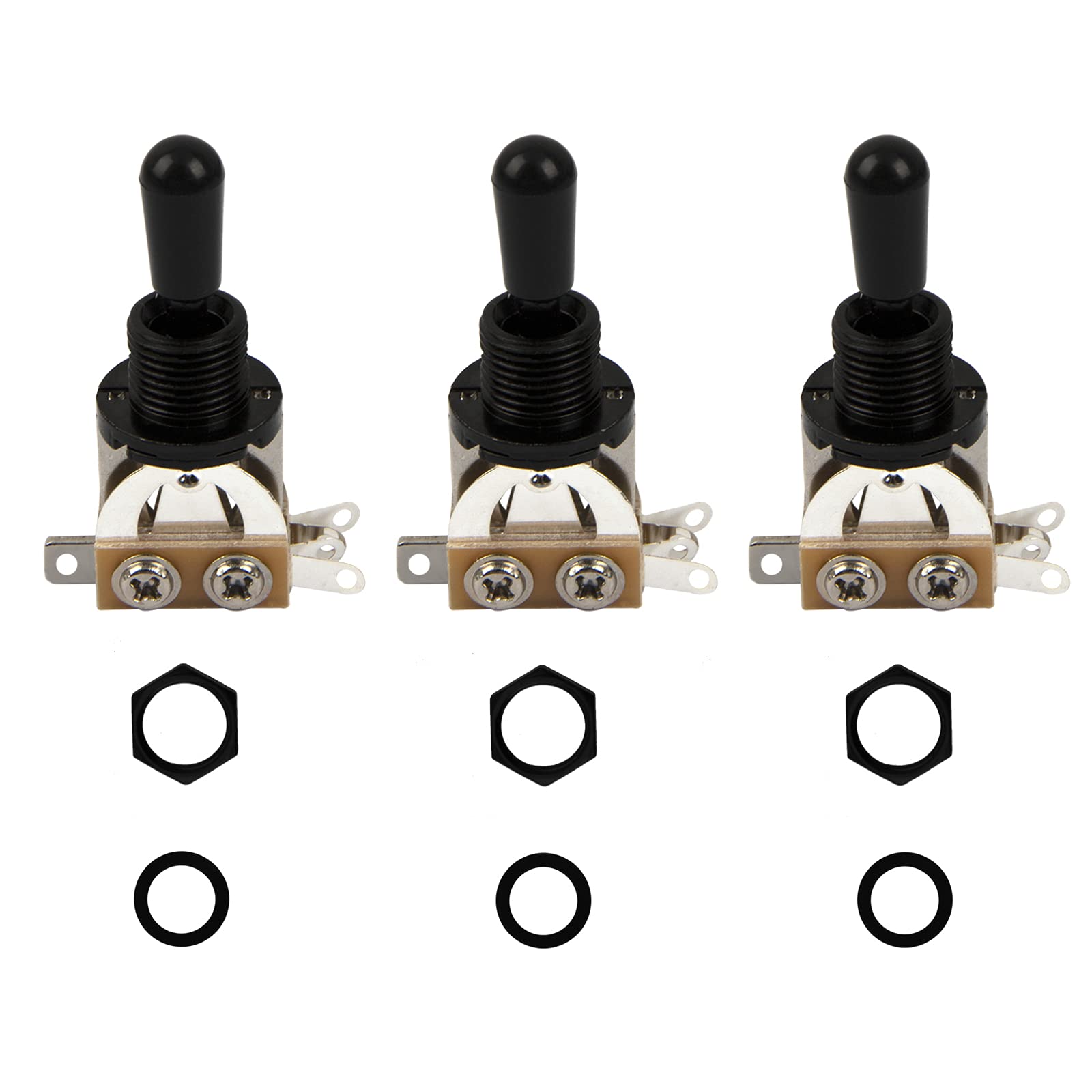 3Pcs Yootones 3 Way Short Straight Guitar Toggle Switch Pickup Selector Compatible With Sg Epiphone Les Paul Electric Guitar (Bl