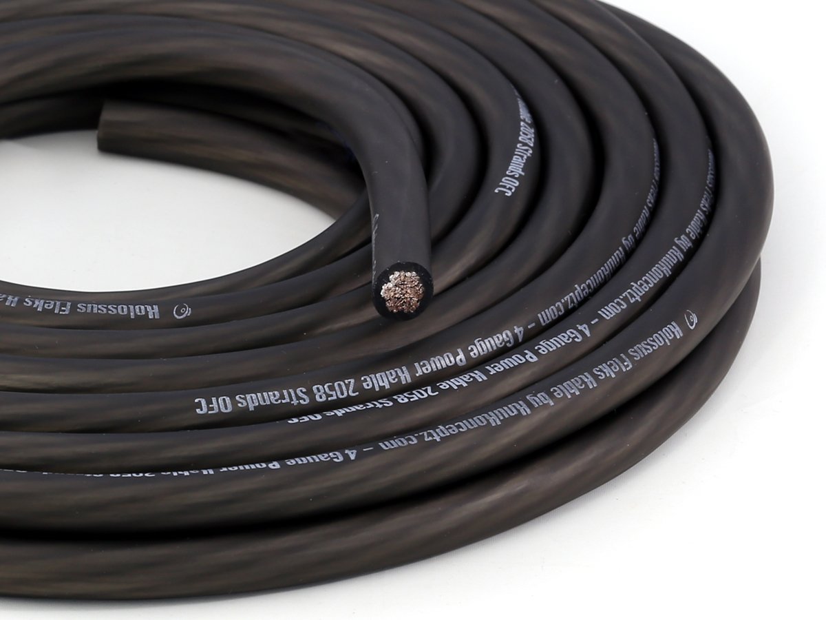 KnuKonceptz Kolossus Flex Kable 4 Gauge Power Wire Black OFC (Sold in 5 Foot increments)