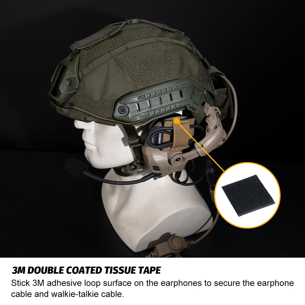 Tactical Cable Storage Sticker Reusable Fastening Cable Ties With Hook And Loop For Tactical Helmet, Headset, Walkie Talkie(1Pc,