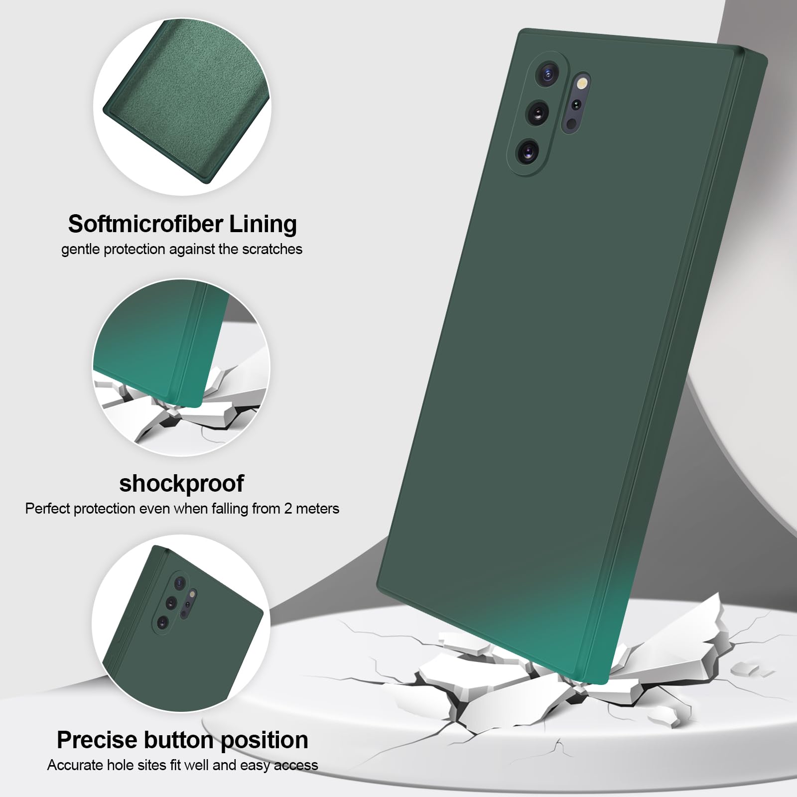 Giiyoon Silicone Case Compatible With Samsung Galaxy Note 10 Plus, Full Body Silky Soft Touch Phone Case With Camera Protection,