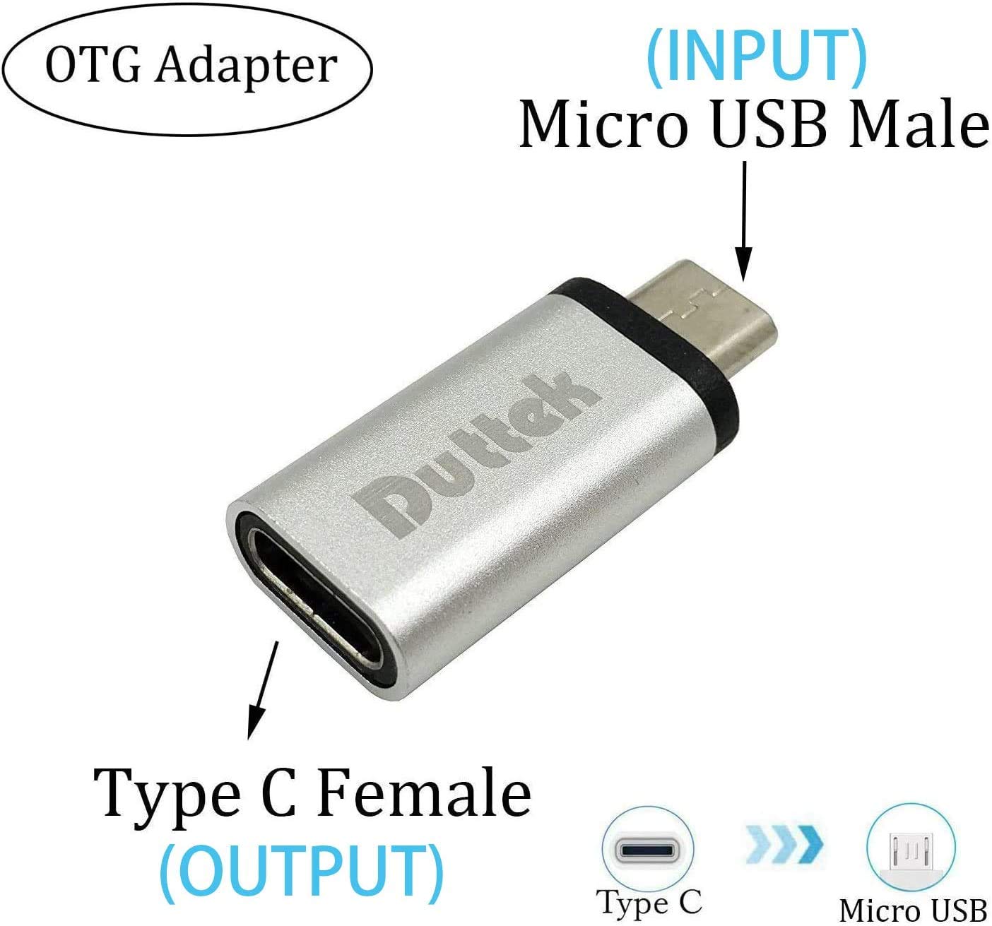 Duttek Usb-C To Micro Usb Adapter, 480Mbps, Otg Compatible, For Flir One Pro, Huawei Y7/Y6/P Smart/P8 Lite And Smartphones, Tabl