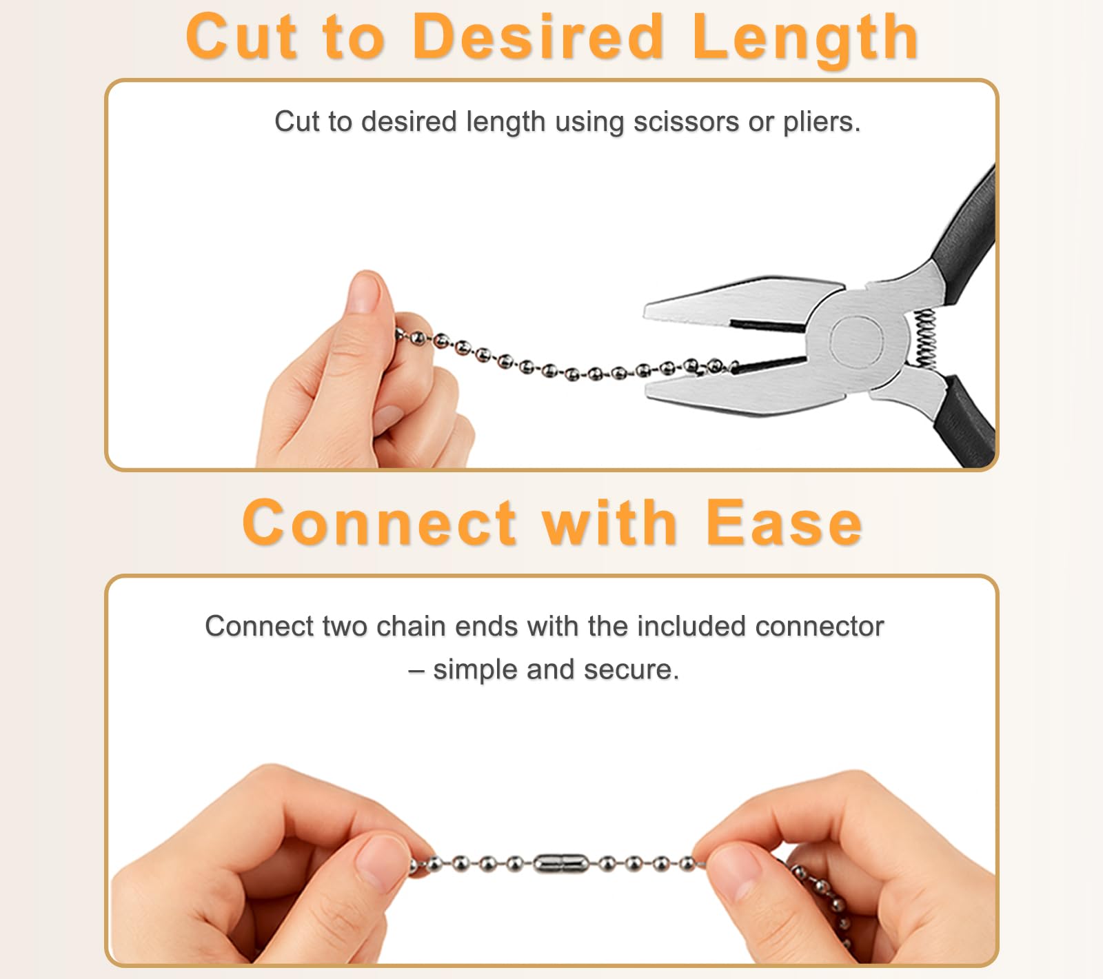 Dlhmboq 120'' Ceiling Fan Pull Chain Extender - Stainless Steel Ball Chain With 12 Connectors, Adjustable Length For Fan/Light F