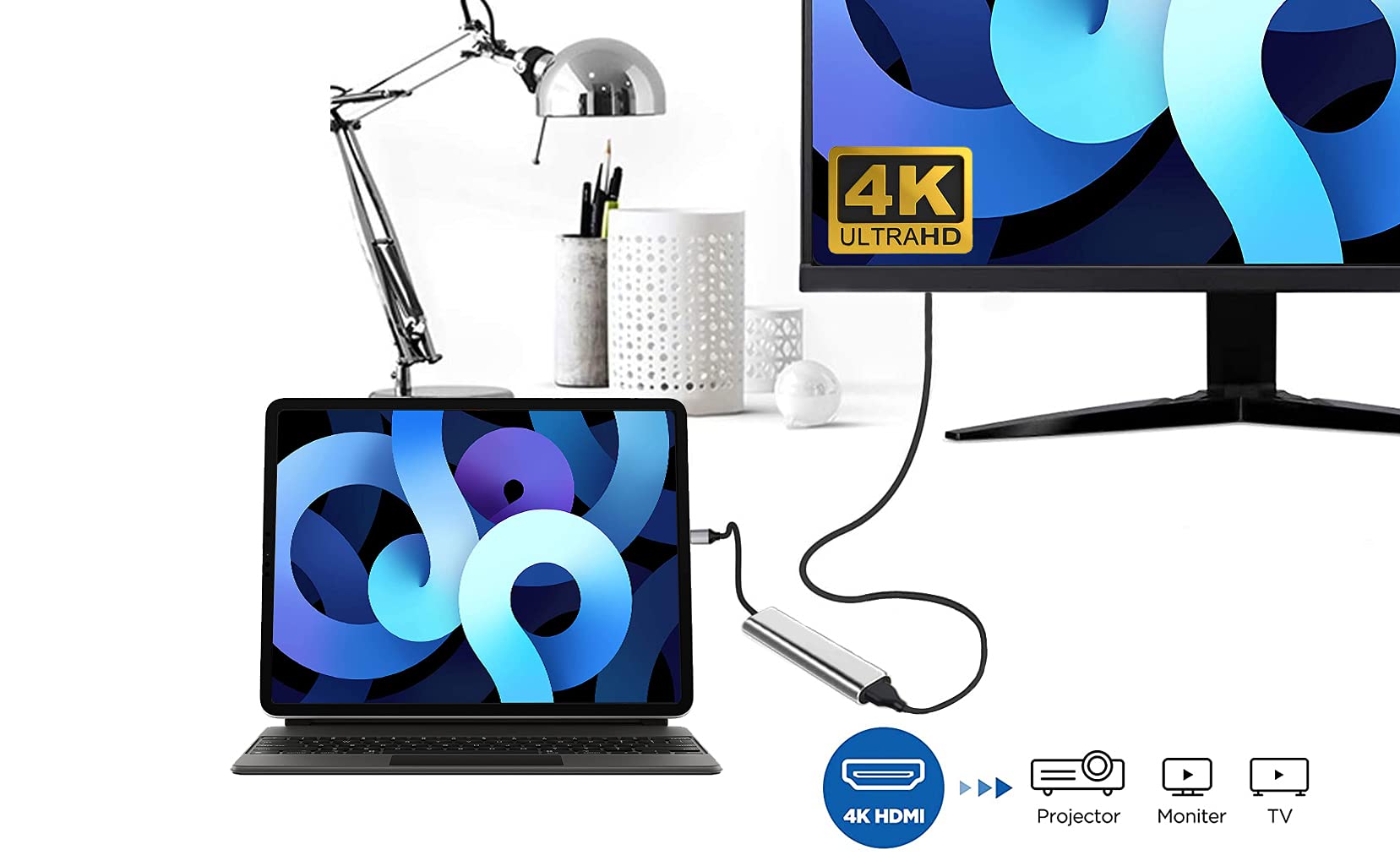 GKEAPZA USB C to HDMI Adapter - 4K HDMI, Type-C Hub, 3.5mm Audio Jack, PD 60W, Model F402, Compatible with Galaxy S25