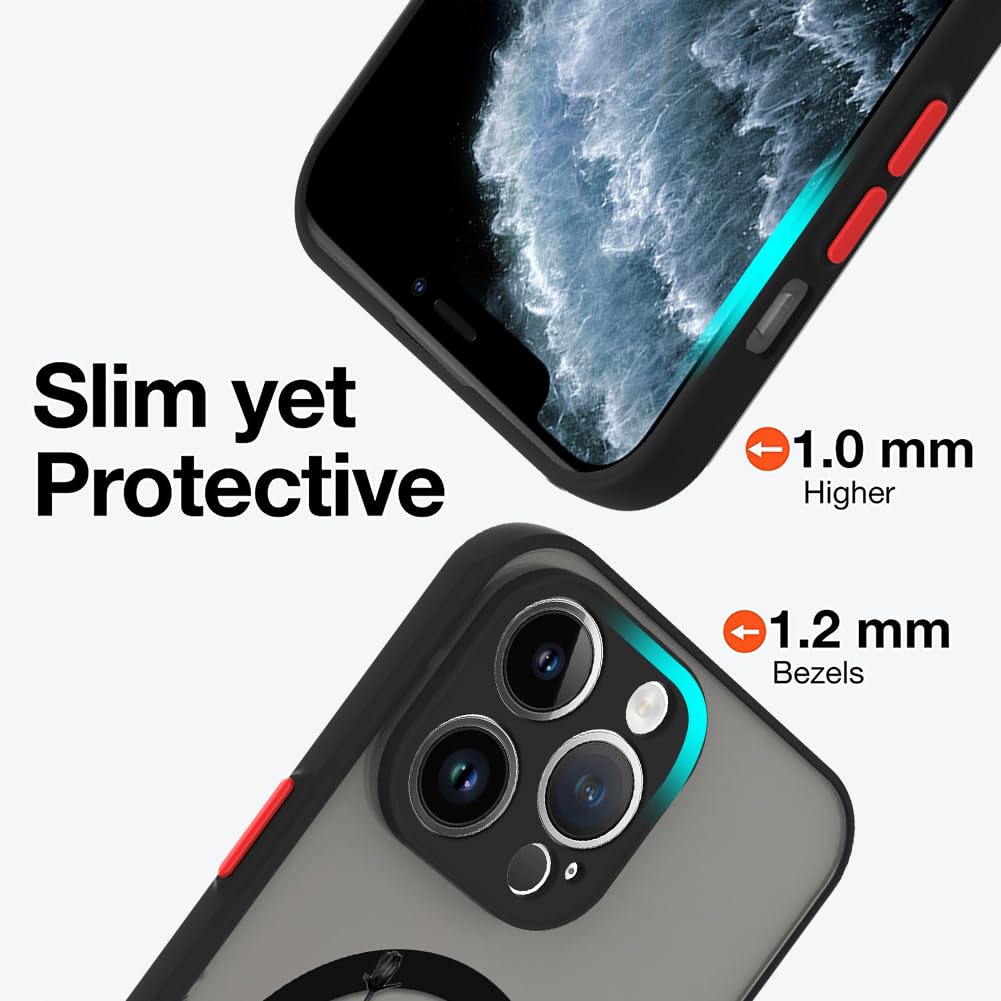 Ook Magnetic For Iphone 11 Pro Max Case [Compatible With Magsafe] Black Wild Flower Slim Translucent Matte Case For Iphone 11 Pr