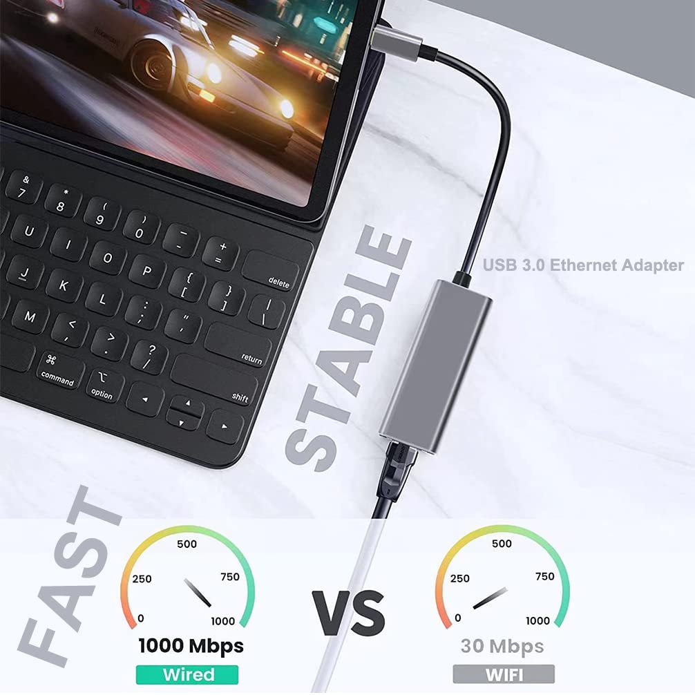 Dtech 3 Port Usb To Ethernet Adapter Usb 3.0 Hub 10/100/1000 Mbps Gigabit Wired Network Cable Converter For Laptop Notebook Desk