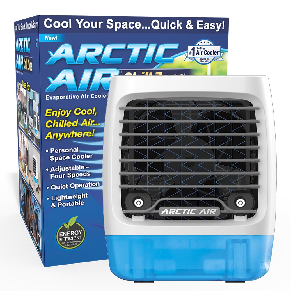 Arctic Air Chill Zone Evaporative Cooler With Hydro Chill Technology, Portable Fan With 4 Adjustable Speeds, 8 Hour Cooling, Fan