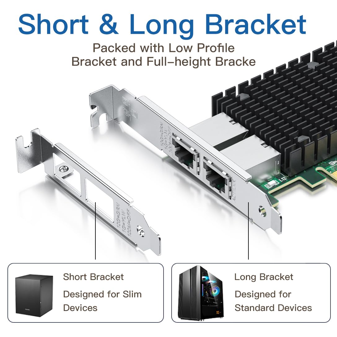 10Gb Pci E Network Card Nic, Dual Rj45 Copper Ports, Compare To Intel X540 T2, With Intel X540 Bt2 Chip, Pci Express X8, 10Gbase